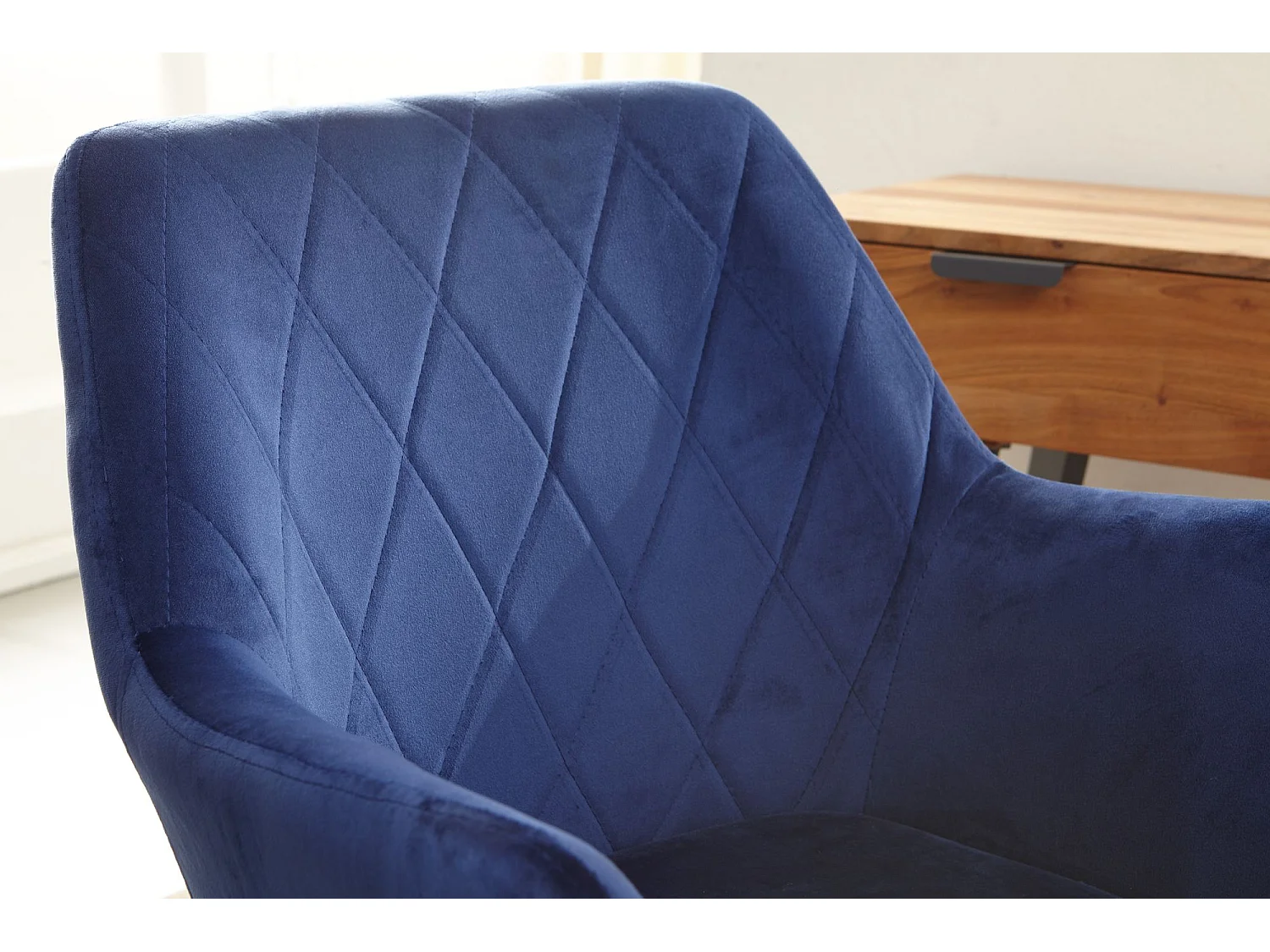 bureaustoel donkerblauw velvet design draaifauteuil met