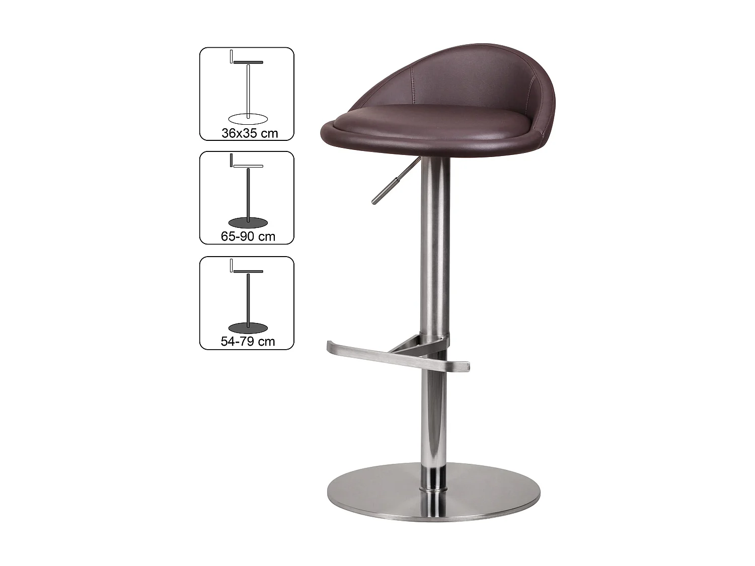 acier inoxydable durable M1 Barstool brun chaise