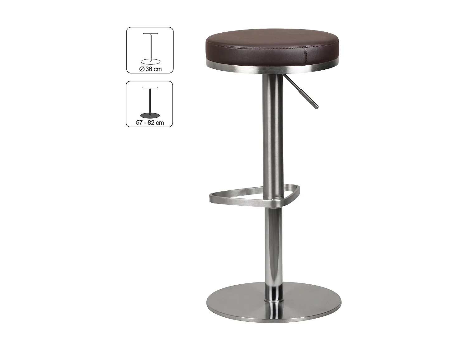 durable en acier inoxydable M7 Barstool brun chaise
