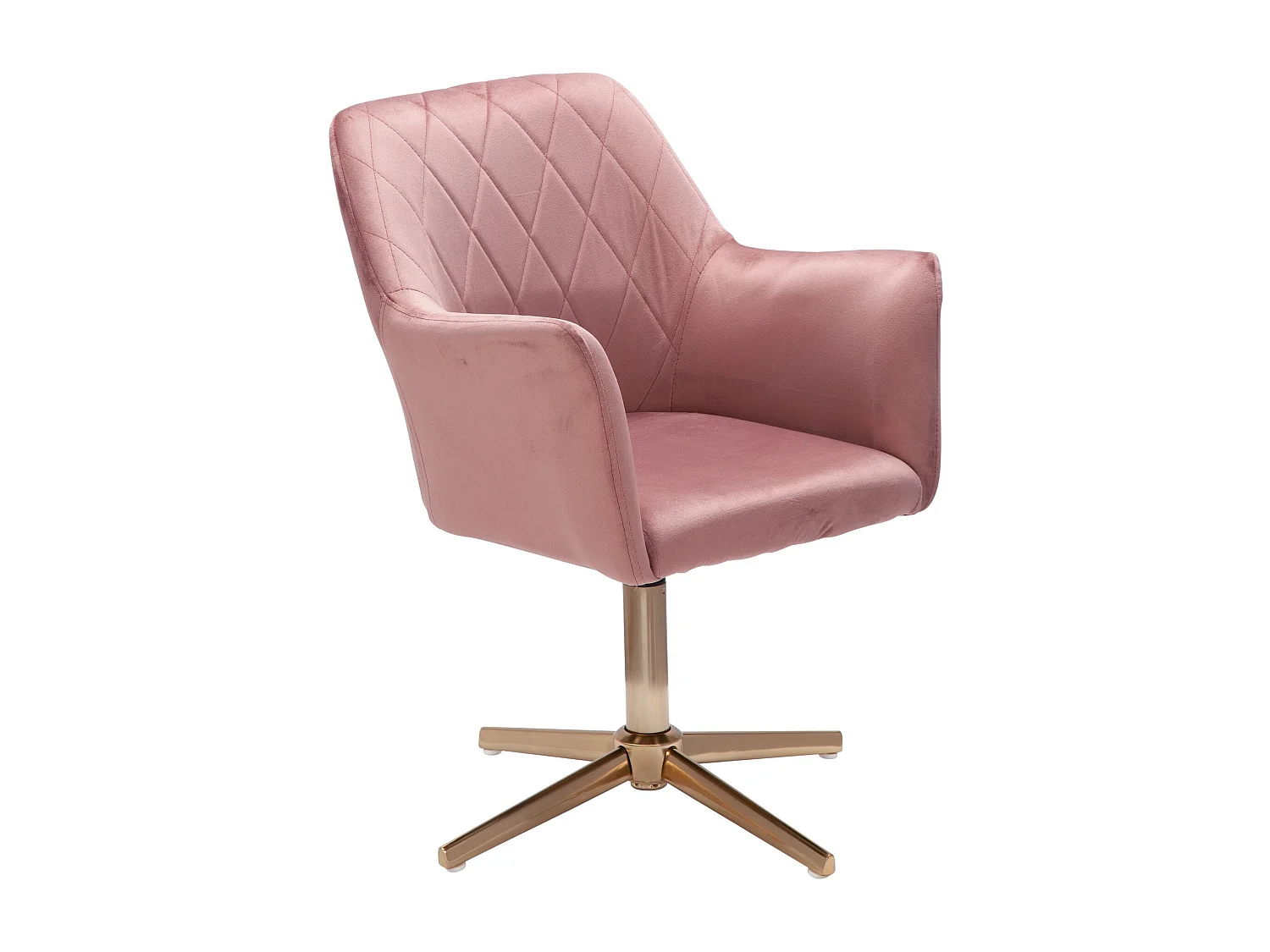 Chaise de bureau en velours rose, design pivotant avec