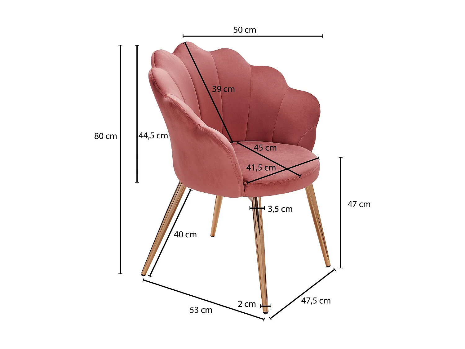 salle à manger  tulipe velours rose rembourré | Chaise