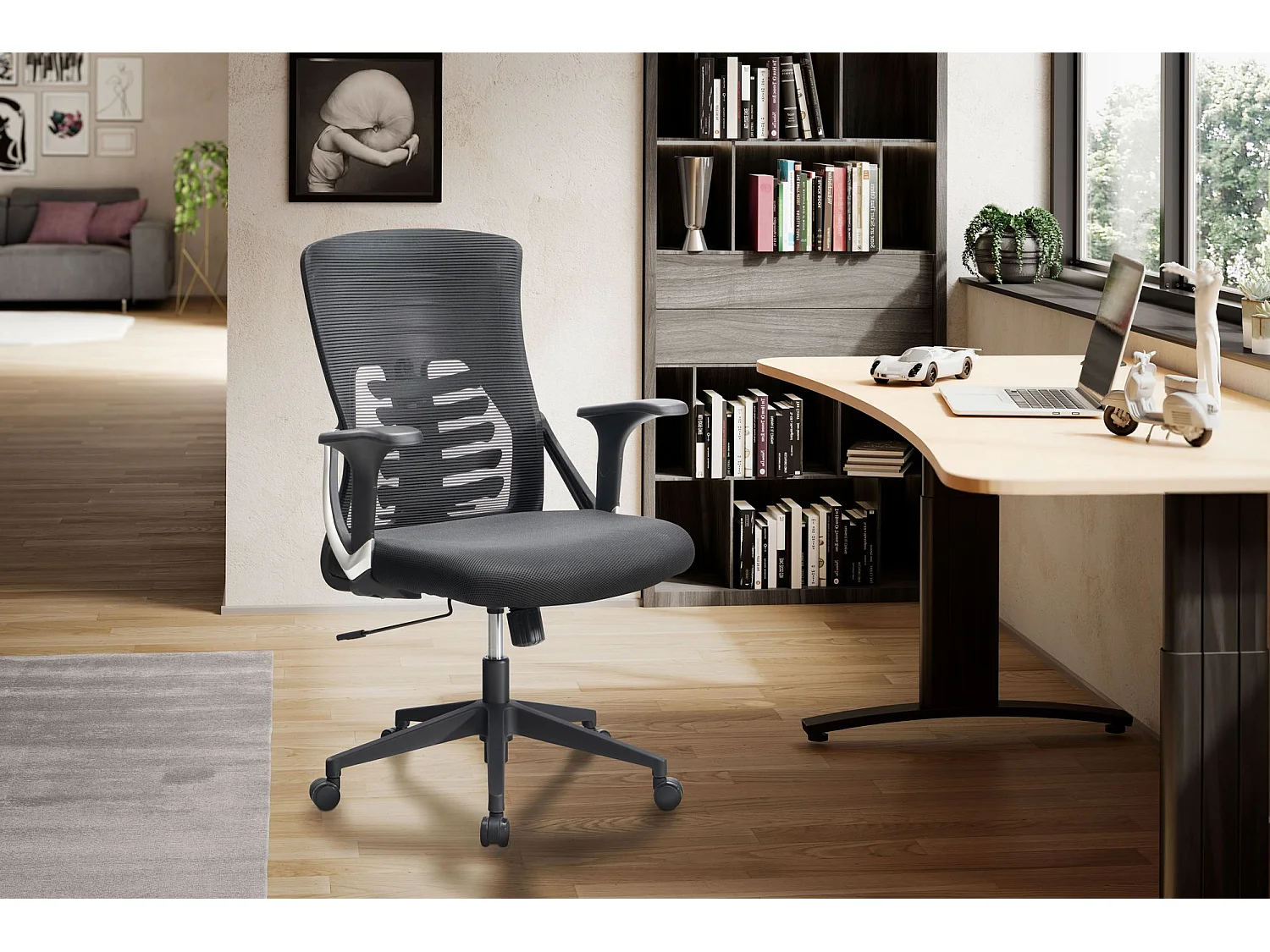 Chaise de Bureau Tissu Noir Fauteuil Bureau Design