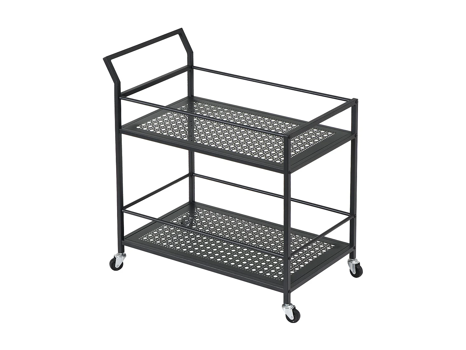 Servierwagen Metall Schwarz 79x45x83 cm mit Rollen &
