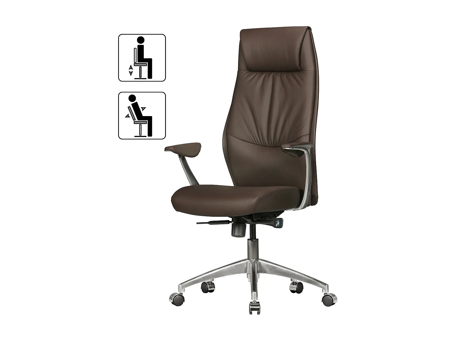Bürostuhl Echtleder Braun Schreibtischstuhl X-XL 120 kg