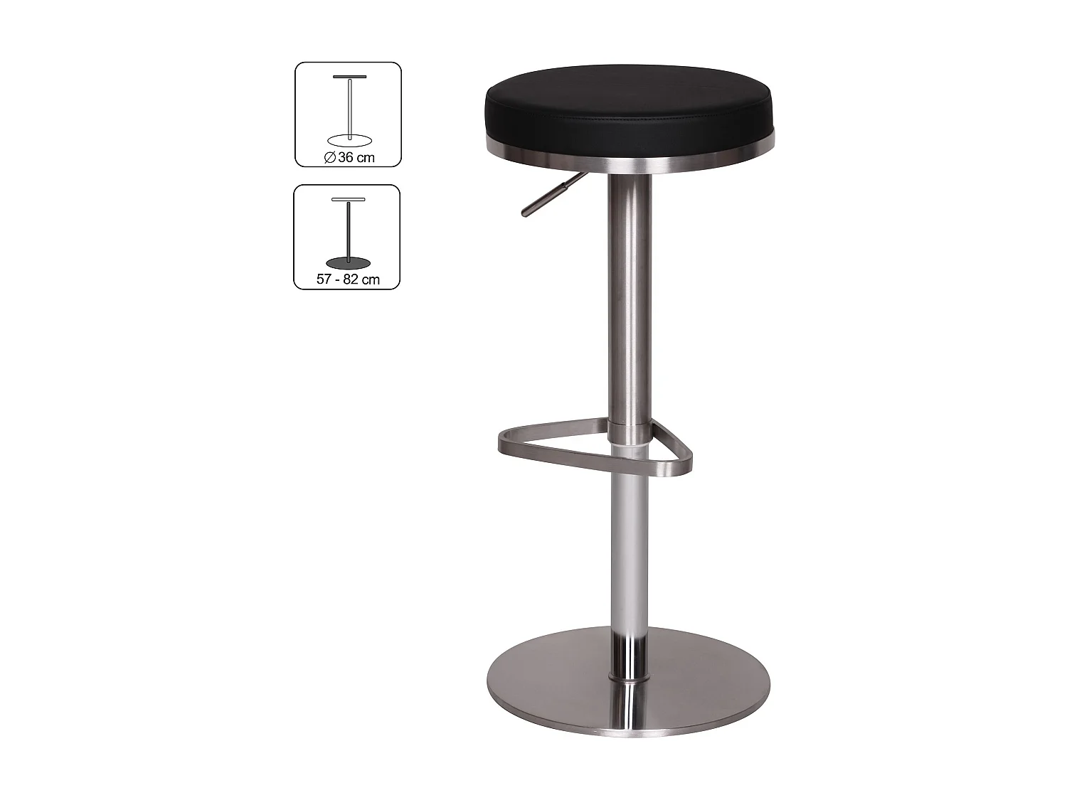 Barhocker WL1.293 Schwarz Edelstahl höhenverstellbare