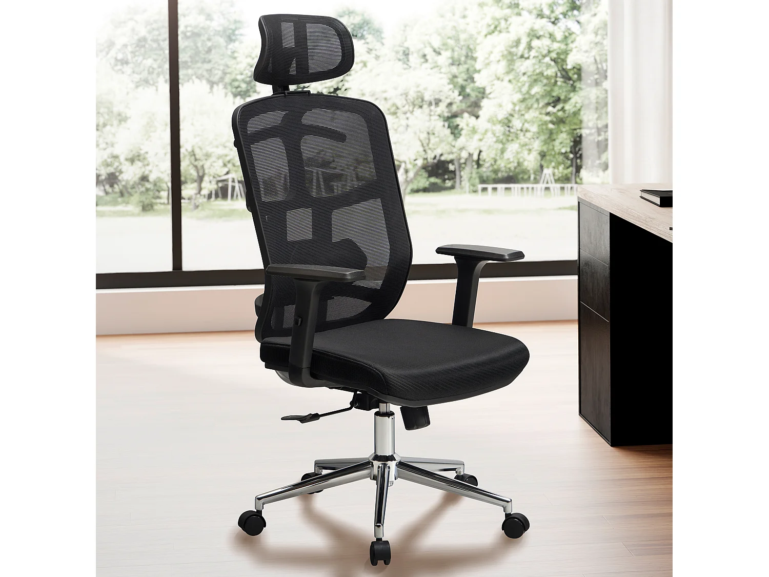 Chaise de Bureau Tissu Noir Fauteuil Bureau Design