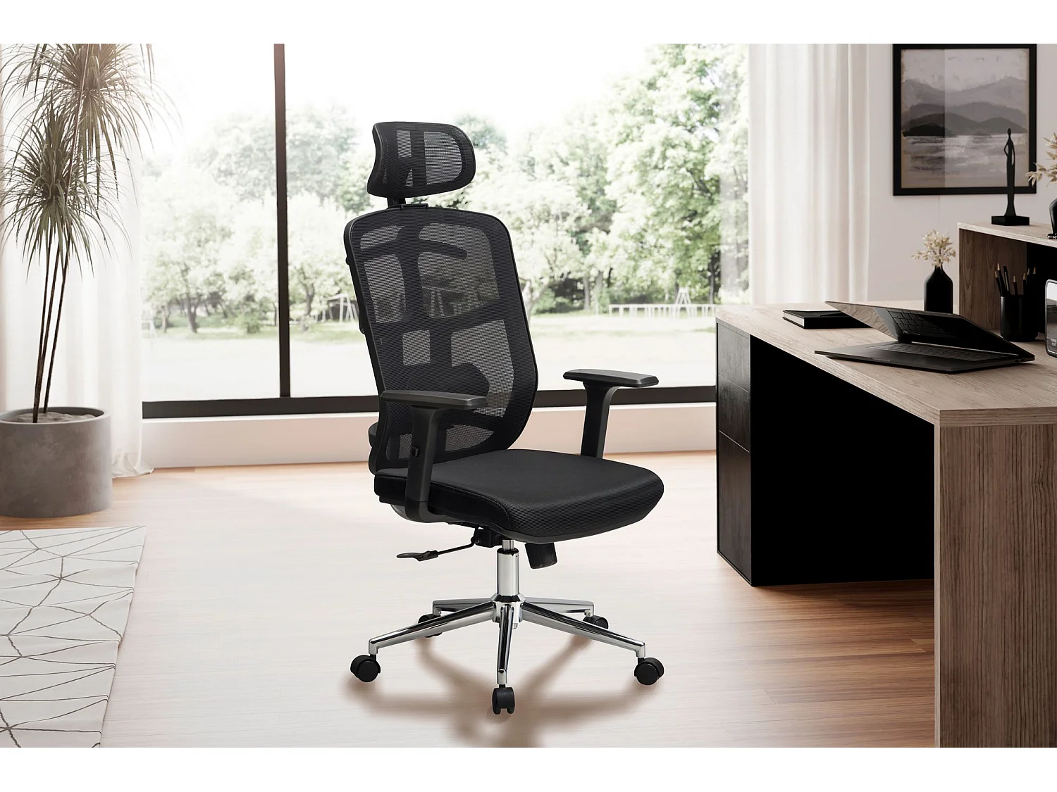 Chaise de Bureau Tissu Noir Fauteuil Bureau Design