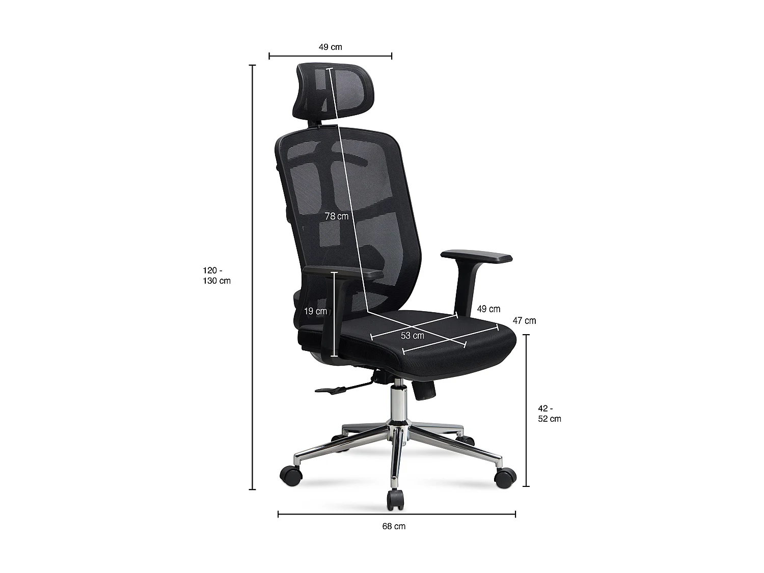 Chaise de Bureau Tissu Noir Fauteuil Bureau Design
