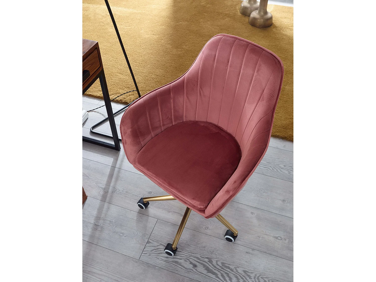 bureau  velours rose | Chaise pivotante design avec