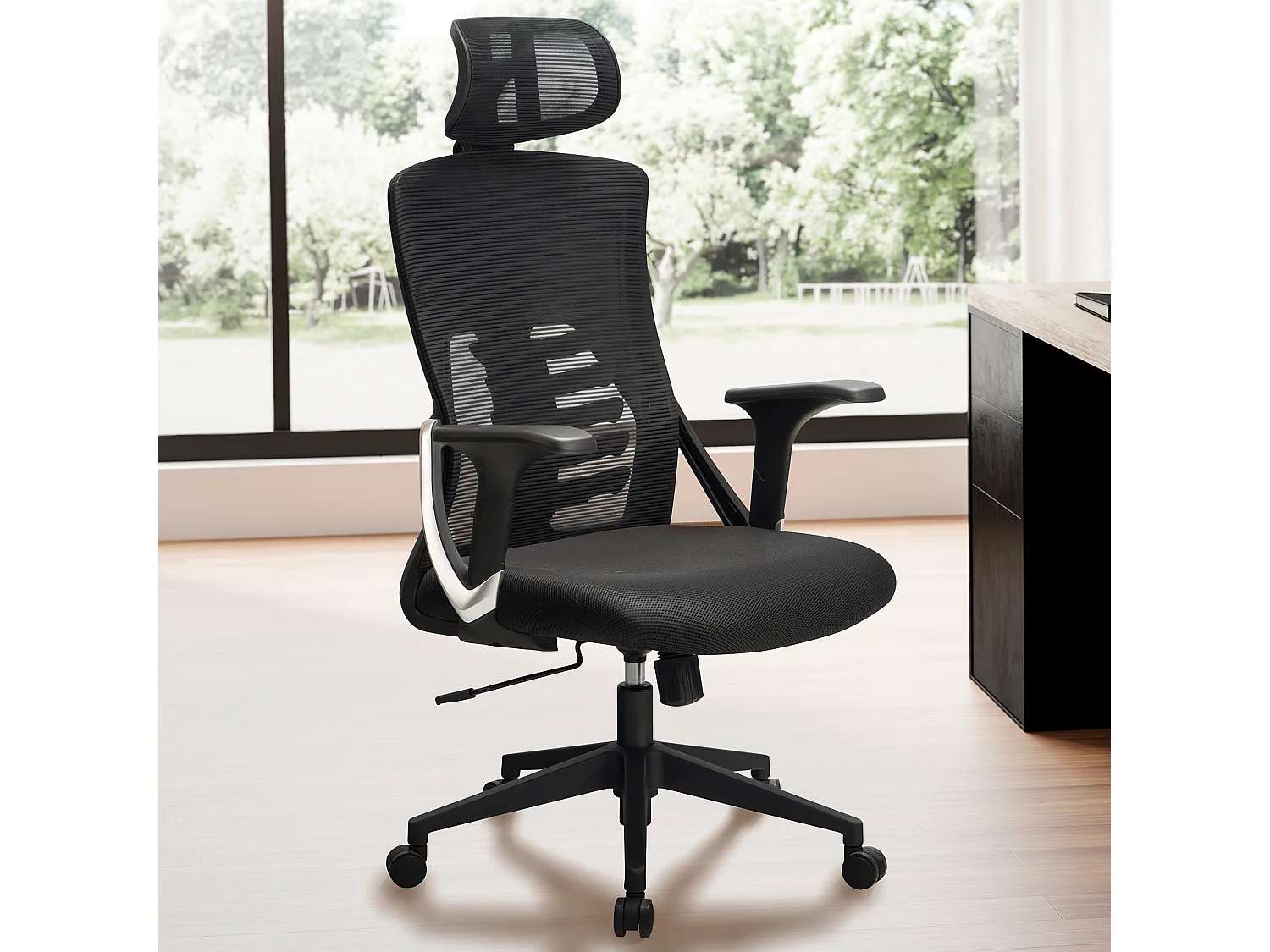 Chaise de Bureau Tissu Noir Fauteuil Bureau Design