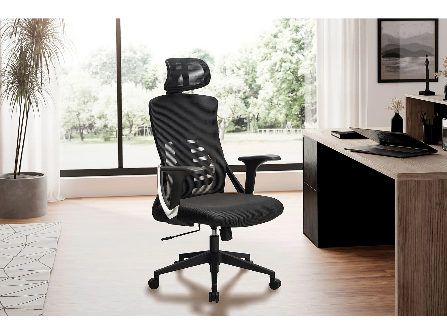 Chaise de Bureau Tissu Noir Fauteuil Bureau Design