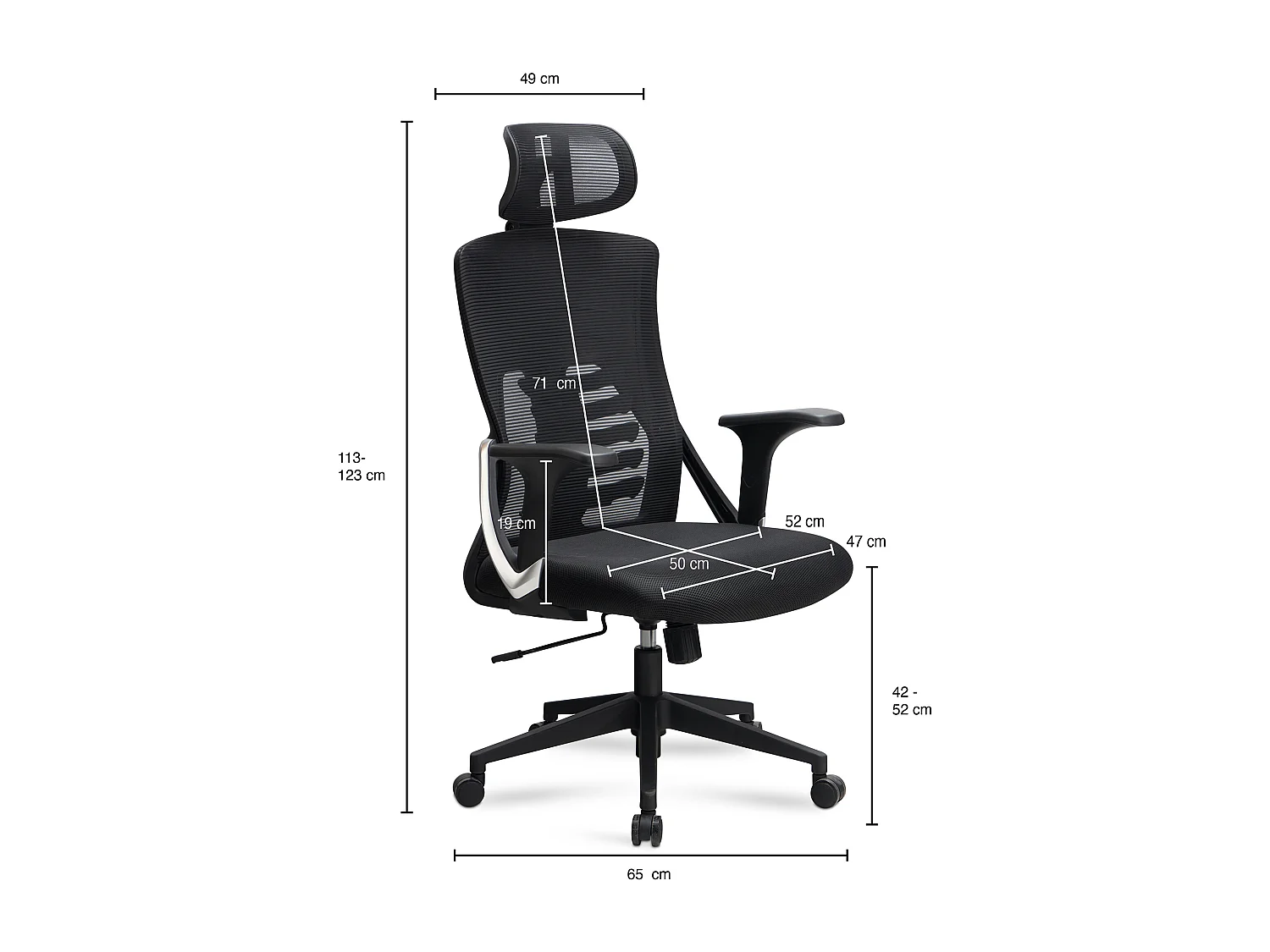 Chaise de Bureau Tissu Noir Fauteuil Bureau Design