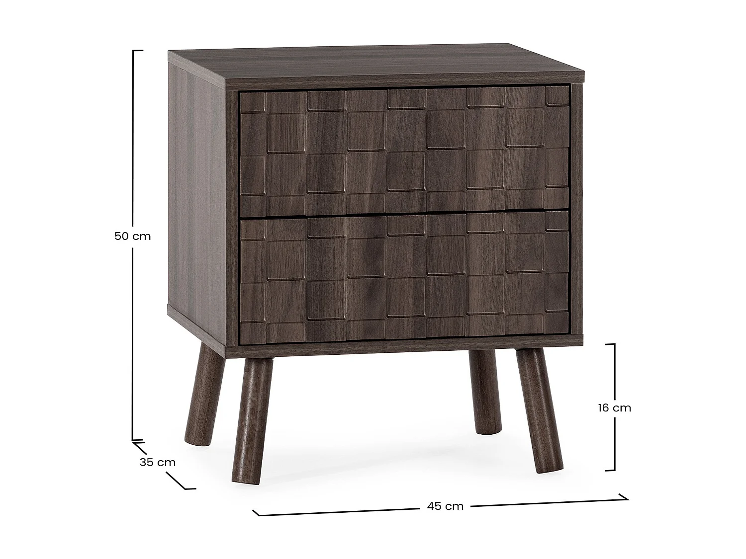 Table de chevet Canadá 2 tiroirs effet Noyer