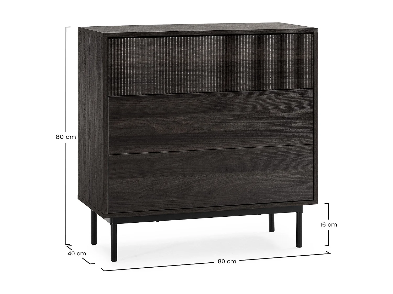 Commode Florida 3 tiroirs effet Noyer