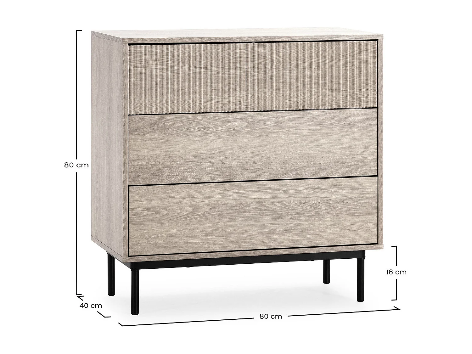 Commode Florida 3 tiroirs effet Chêne