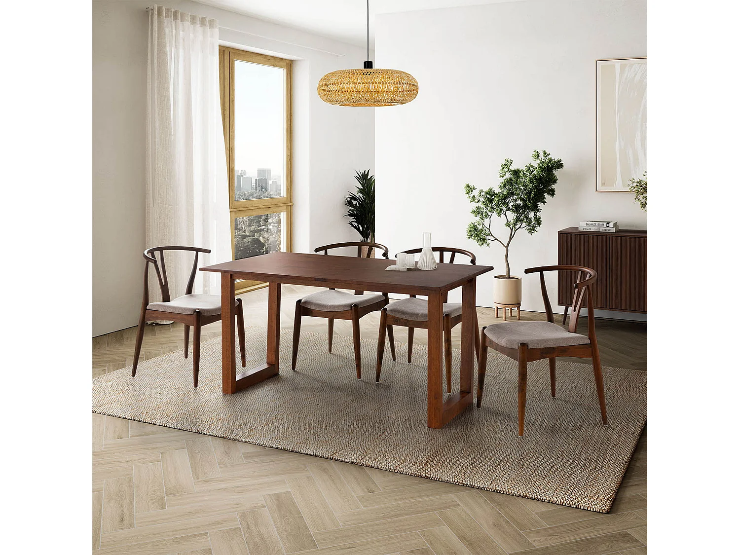 Mesa de comedor Chipre color Nogal 140 cm