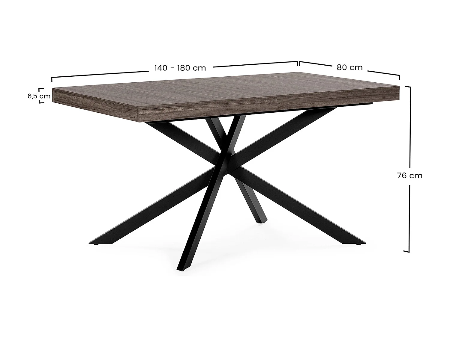 Table de salle à manger extensible Palermo effet Noyer, 140-180 cm