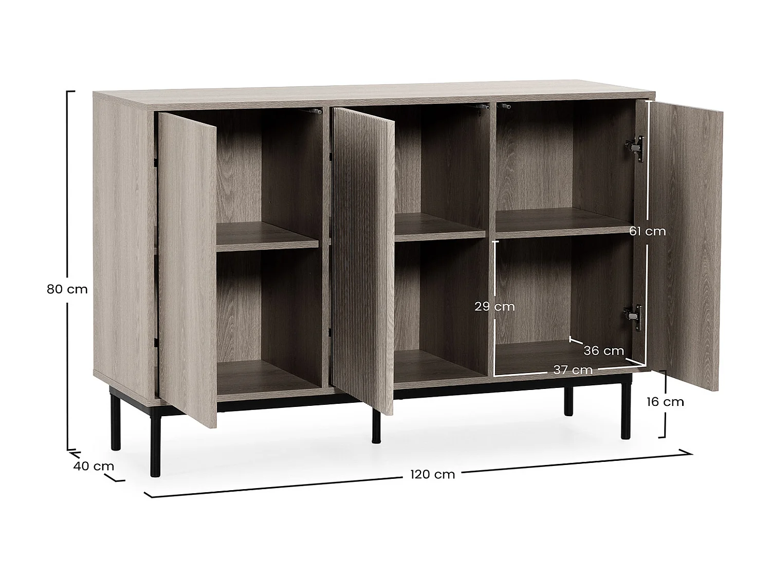 Sideboard Florida 3 türen Eiche-Optik