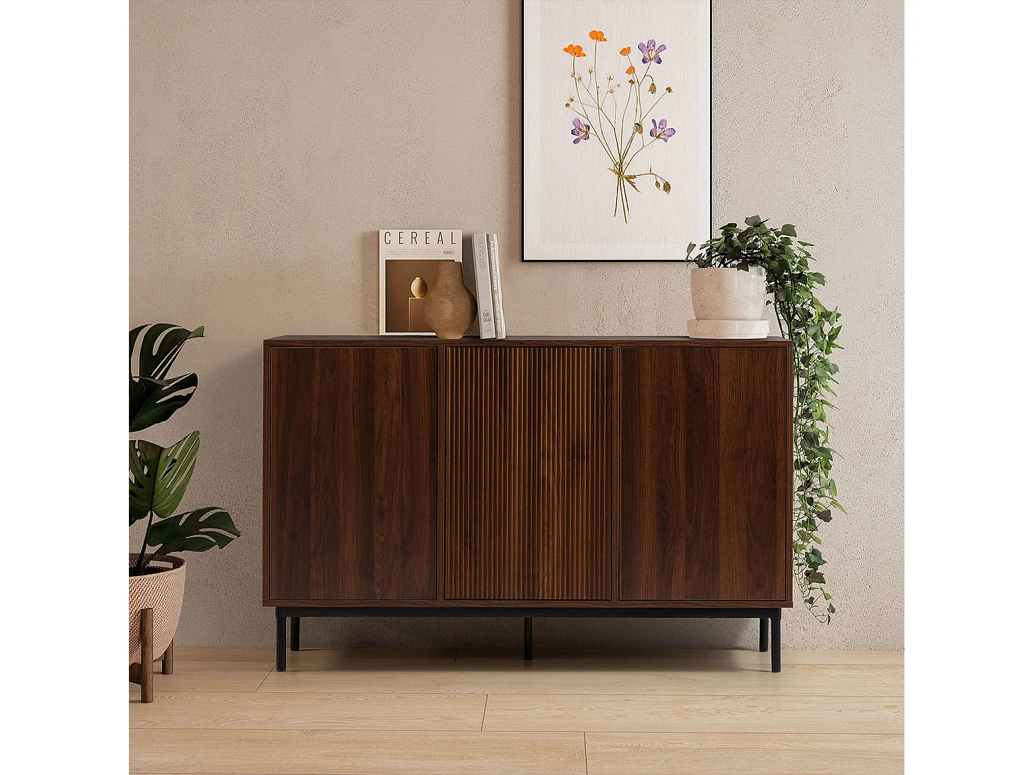 Sideboard Florida 3 türen Walnuss-Optik