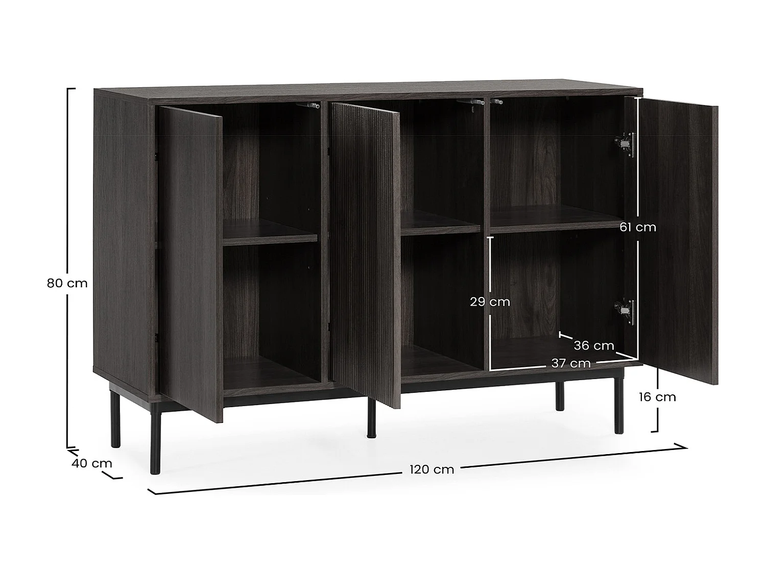 Sideboard Florida 3 türen Walnuss-Optik