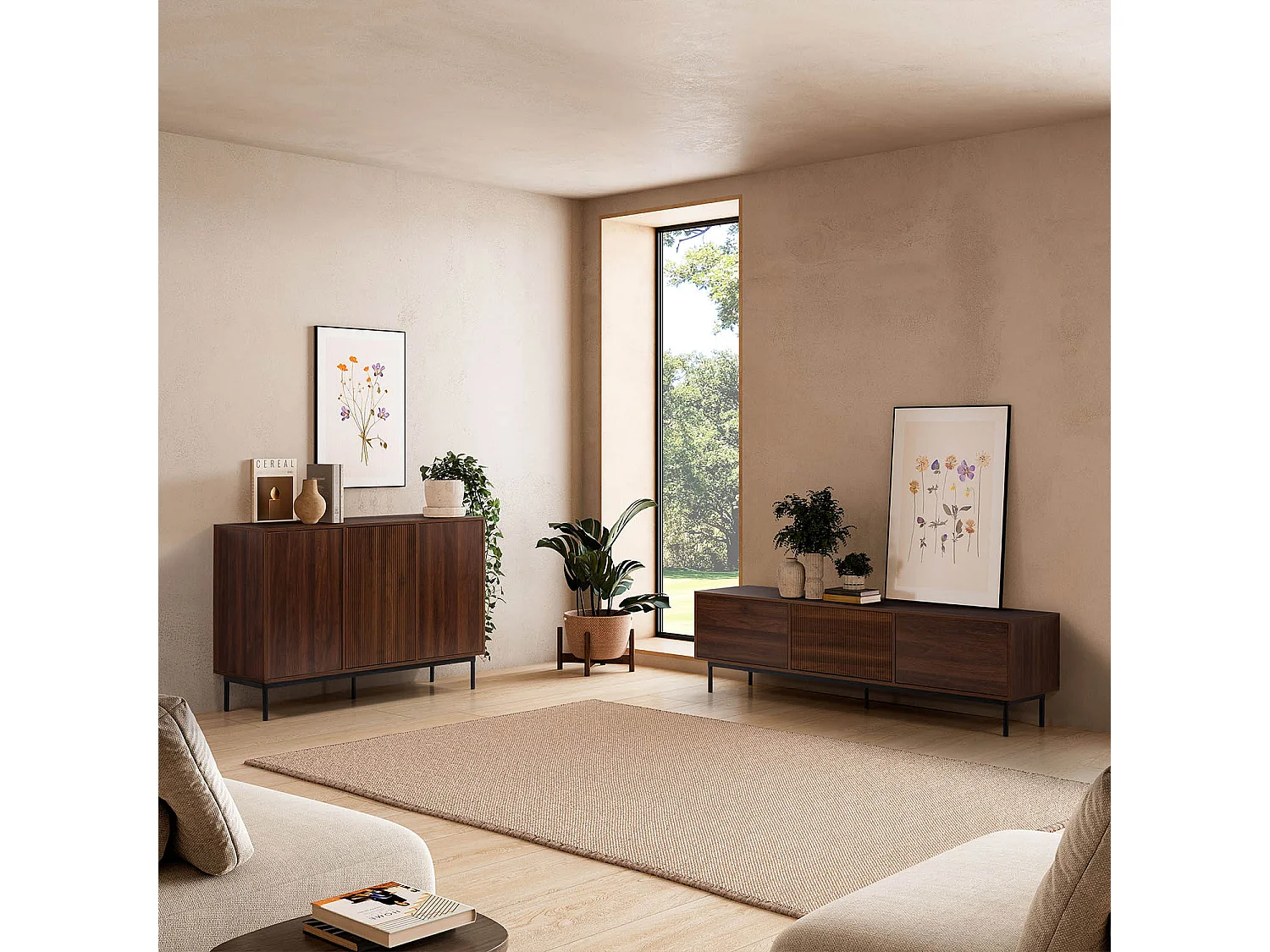 Sideboard Florida 3 türen Walnuss-Optik