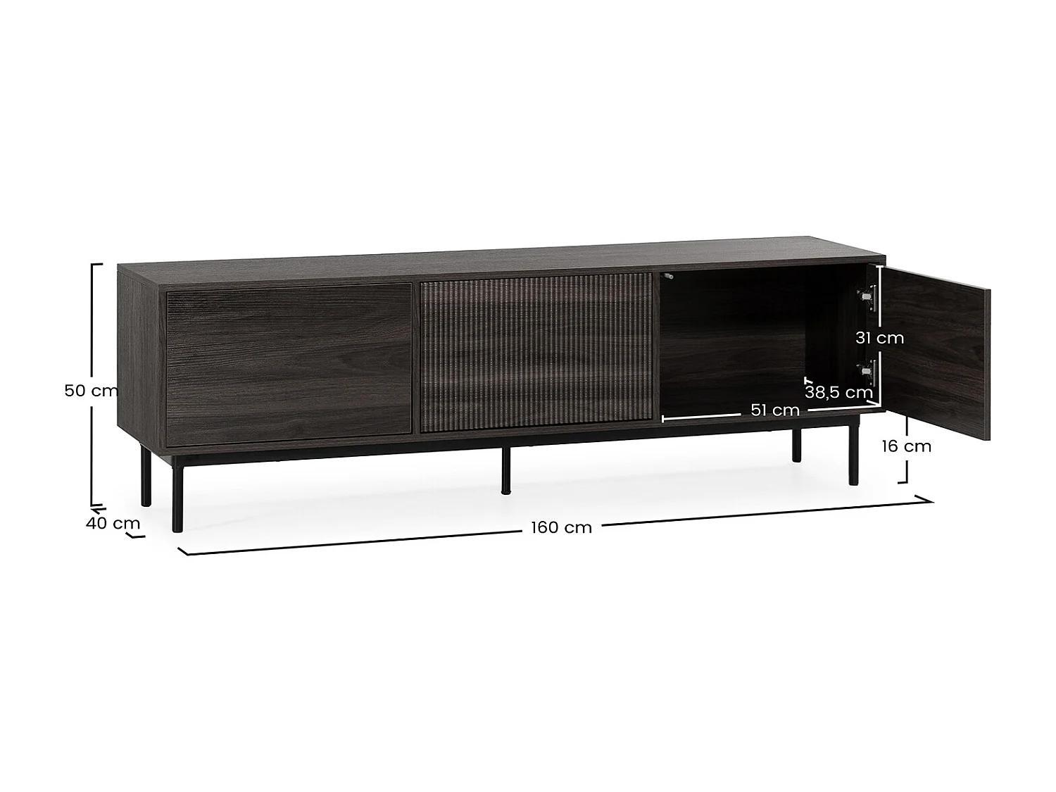 Meuble tv Florida 3 portes effet Noyer
