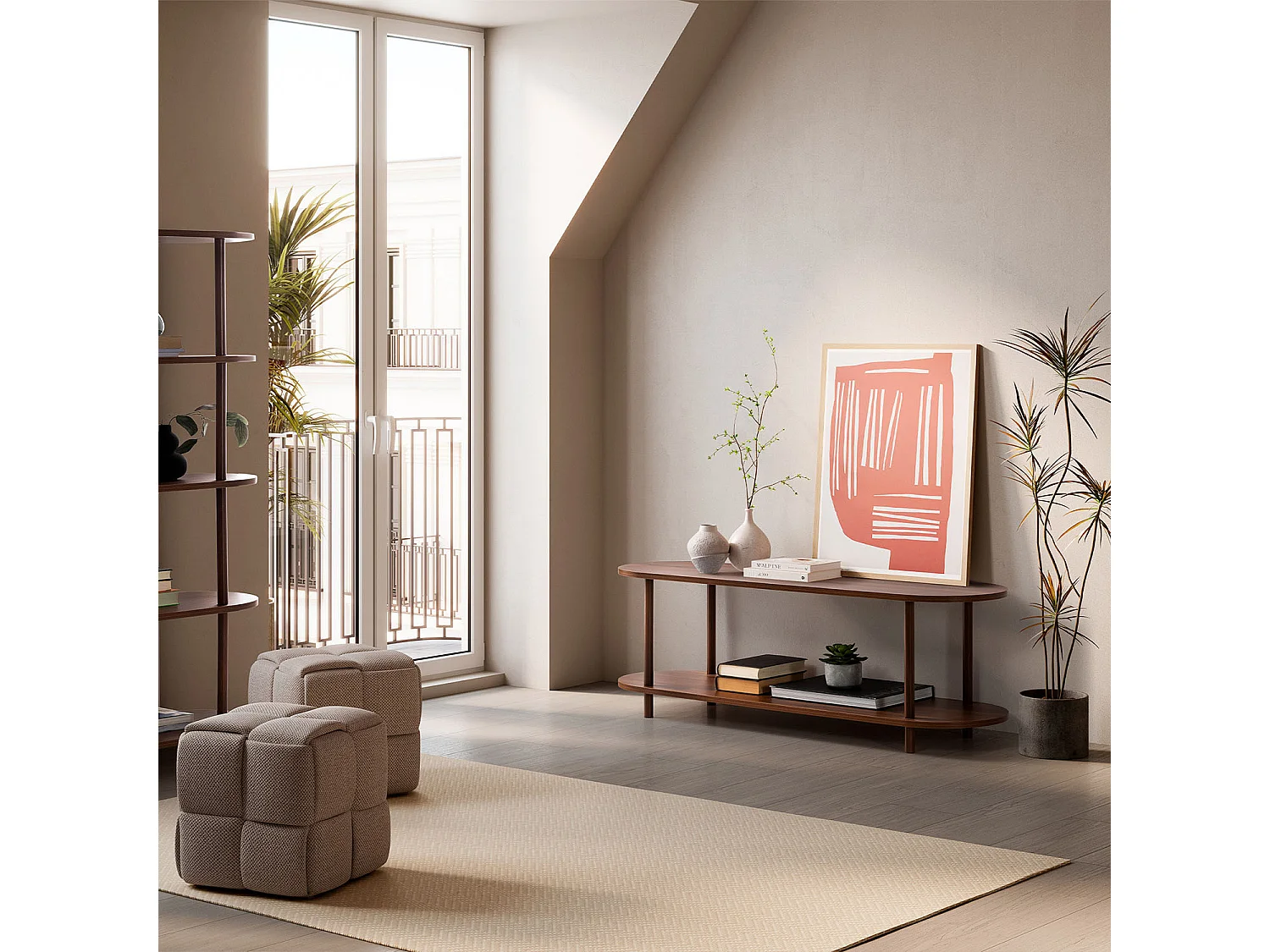 Mueble tv Montana 2 estantes efecto Nogal