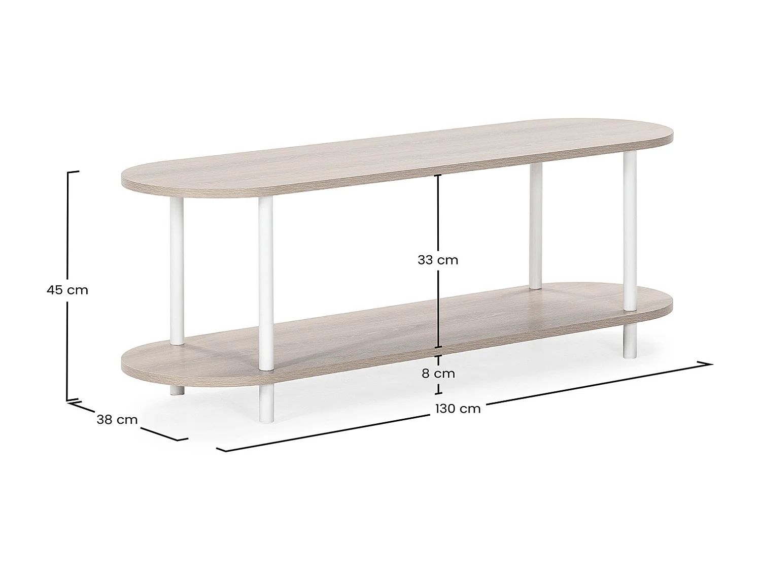 Mueble tv Montana 2 estantes efecto Roble/Blanco