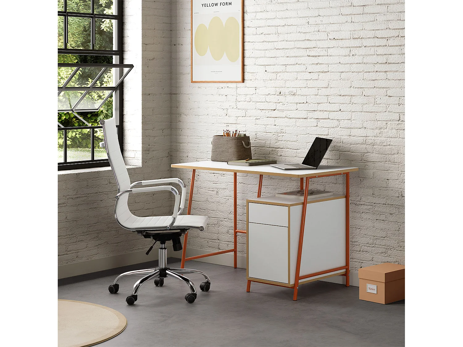 Bureau Nevada 2 tiroirs couleur Blanc