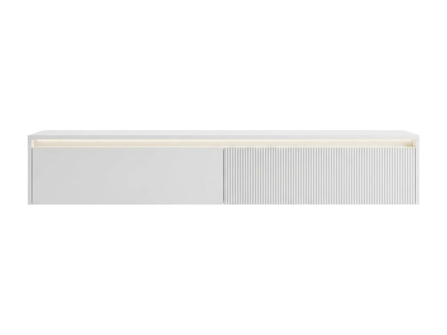 Geriffelter hängender tv-schrank - 170x34x33 cm - weiß matt - LUMI IV