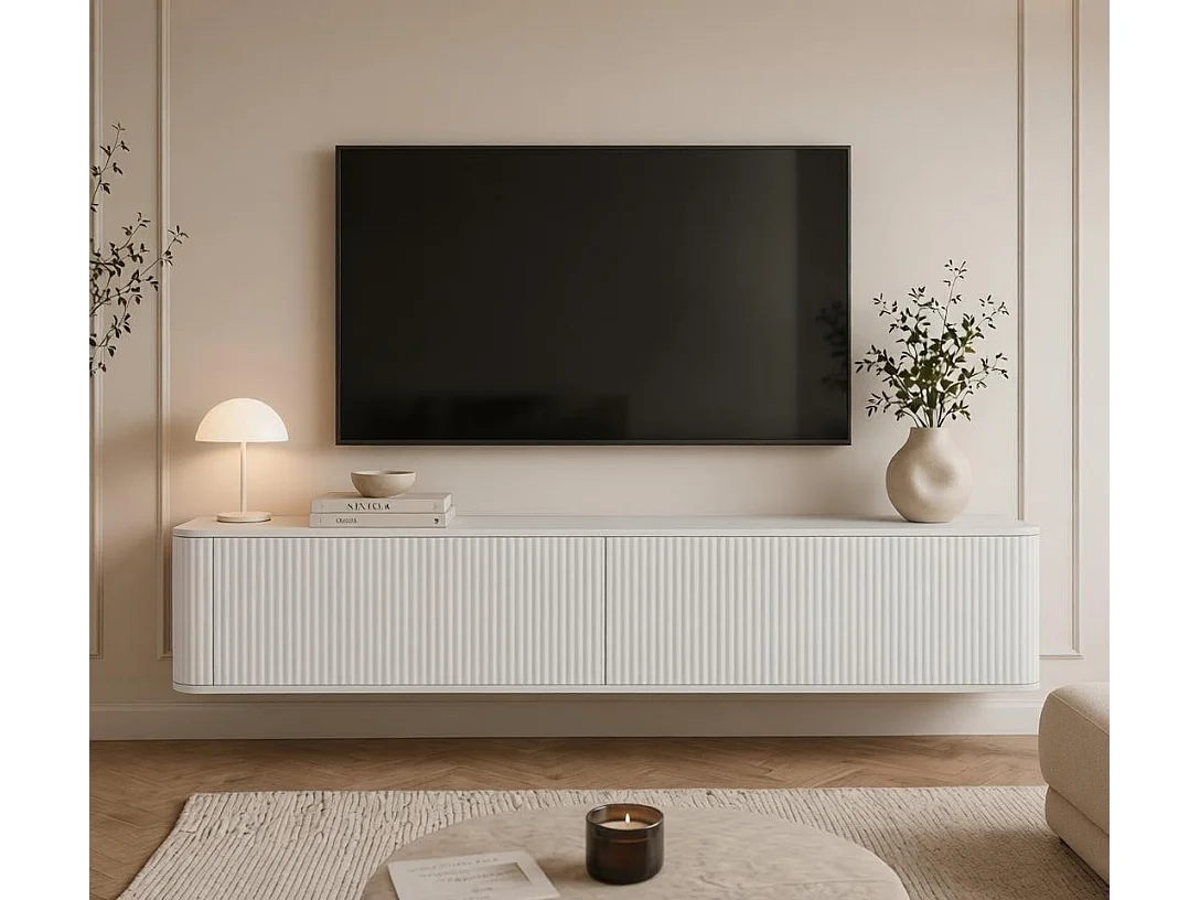 Geriffelter hängender TV-Schrank, 170x34x33 cm, Kaschmir Matt DALIA