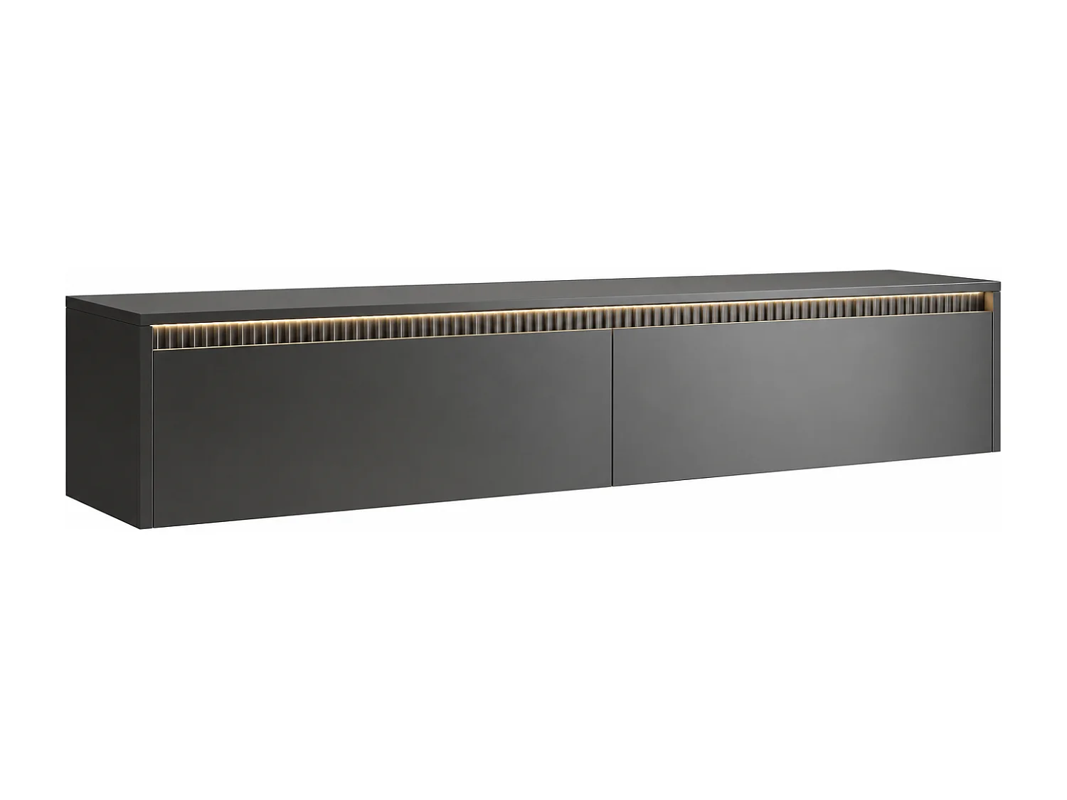Geriffelter hängender tv-schrank - 170x34x33 cm - schwarz matt - LUMI II