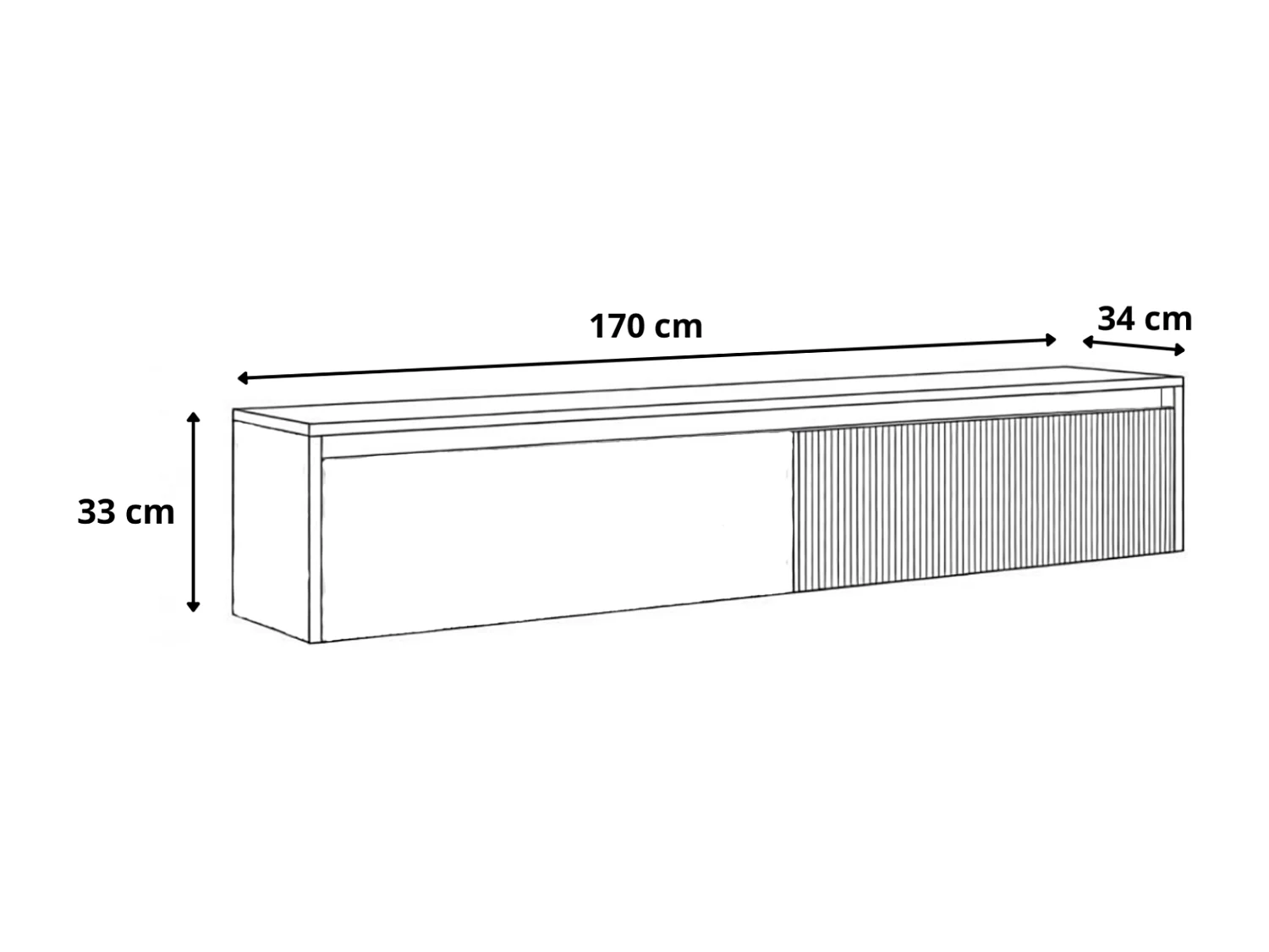 Geriffelter hängender tv-schrank - 170x34x33 cm - eiche artisan - LUMI IV
