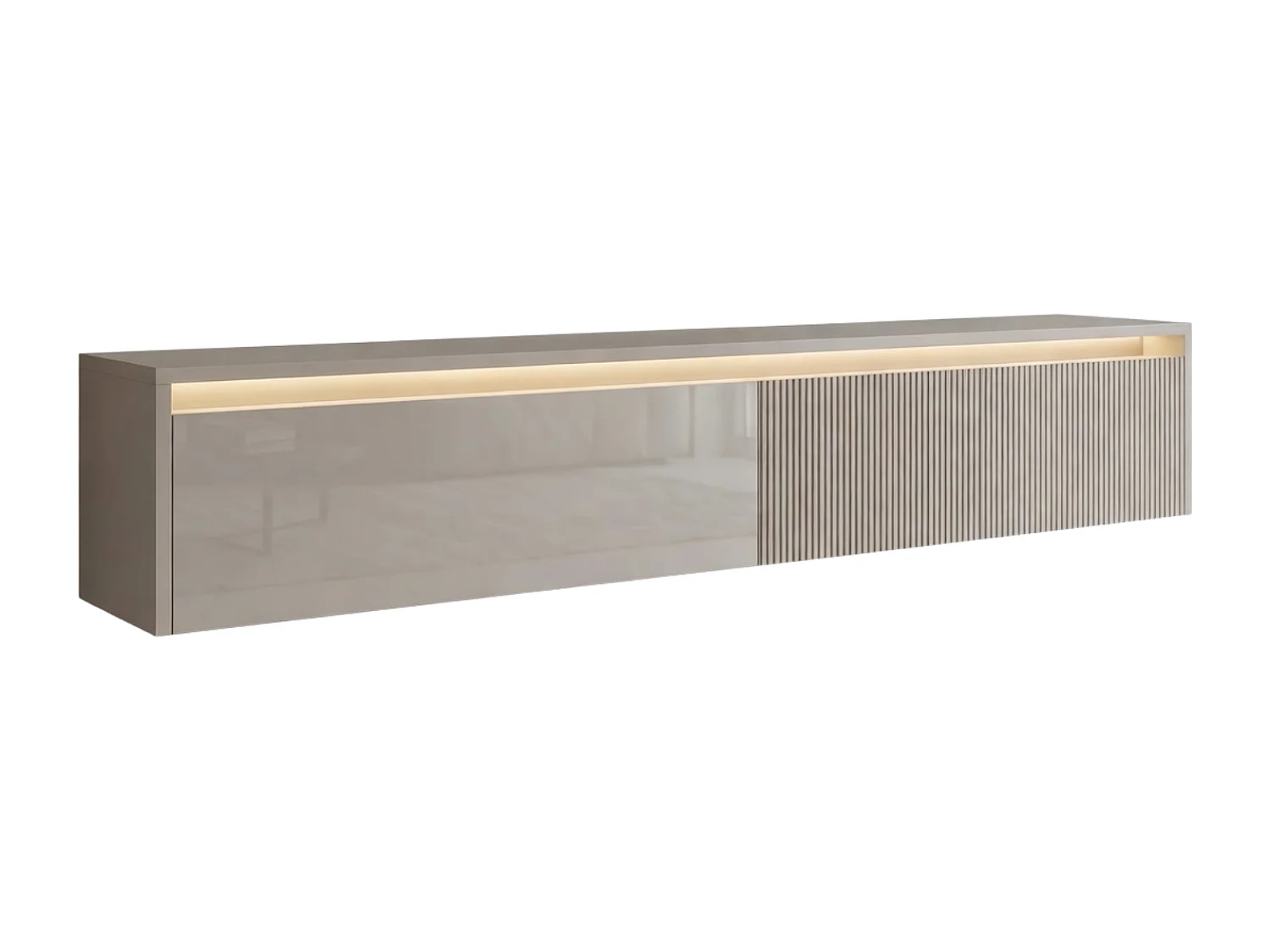 Geriffelter hängender tv-schrank - 170x34x33 cm - kaschmir hochglanz - LUMI IV