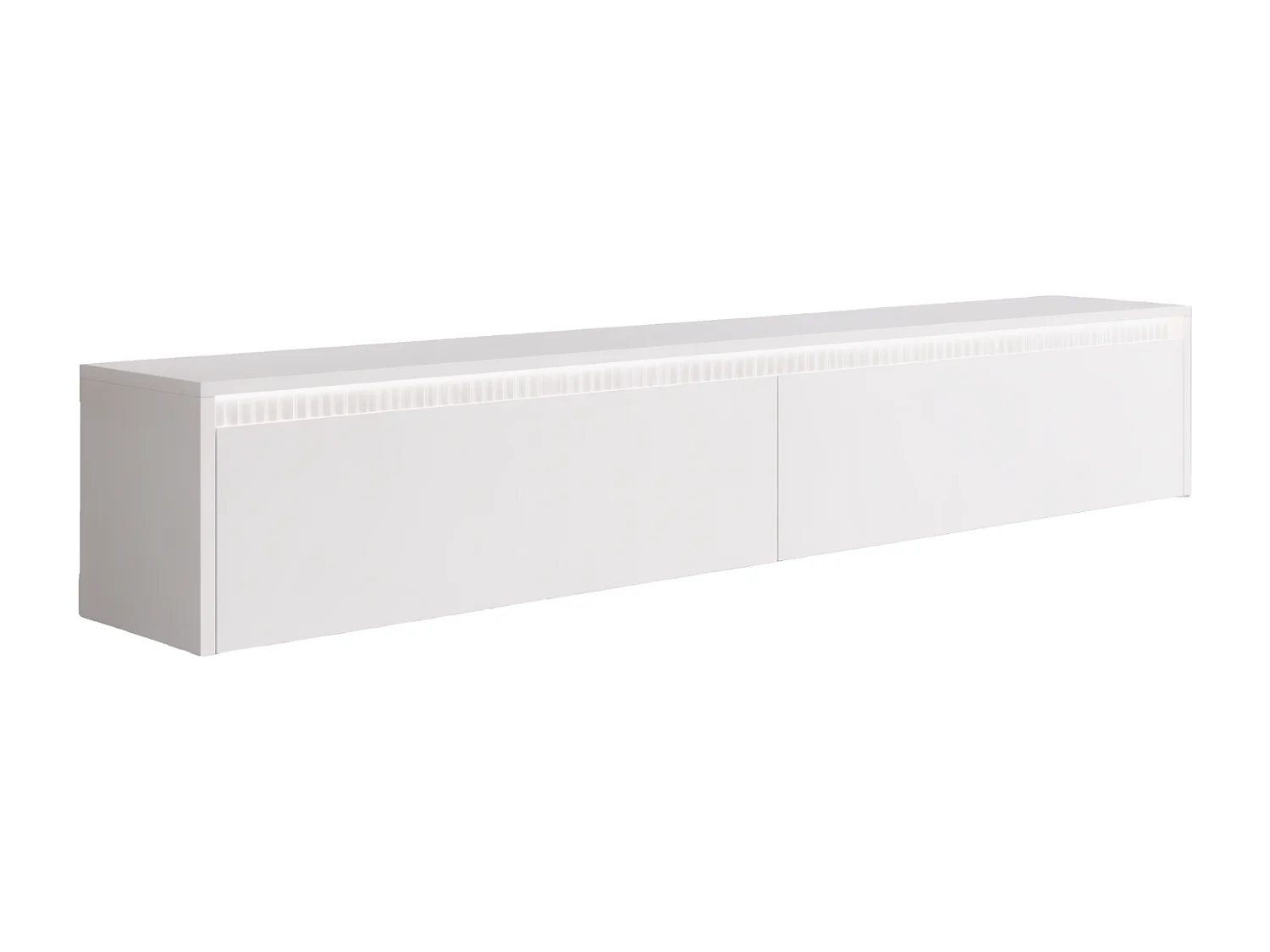 Mobile tv sospeso rigato - 170x34x33 cm - bianco opaco - LUMI