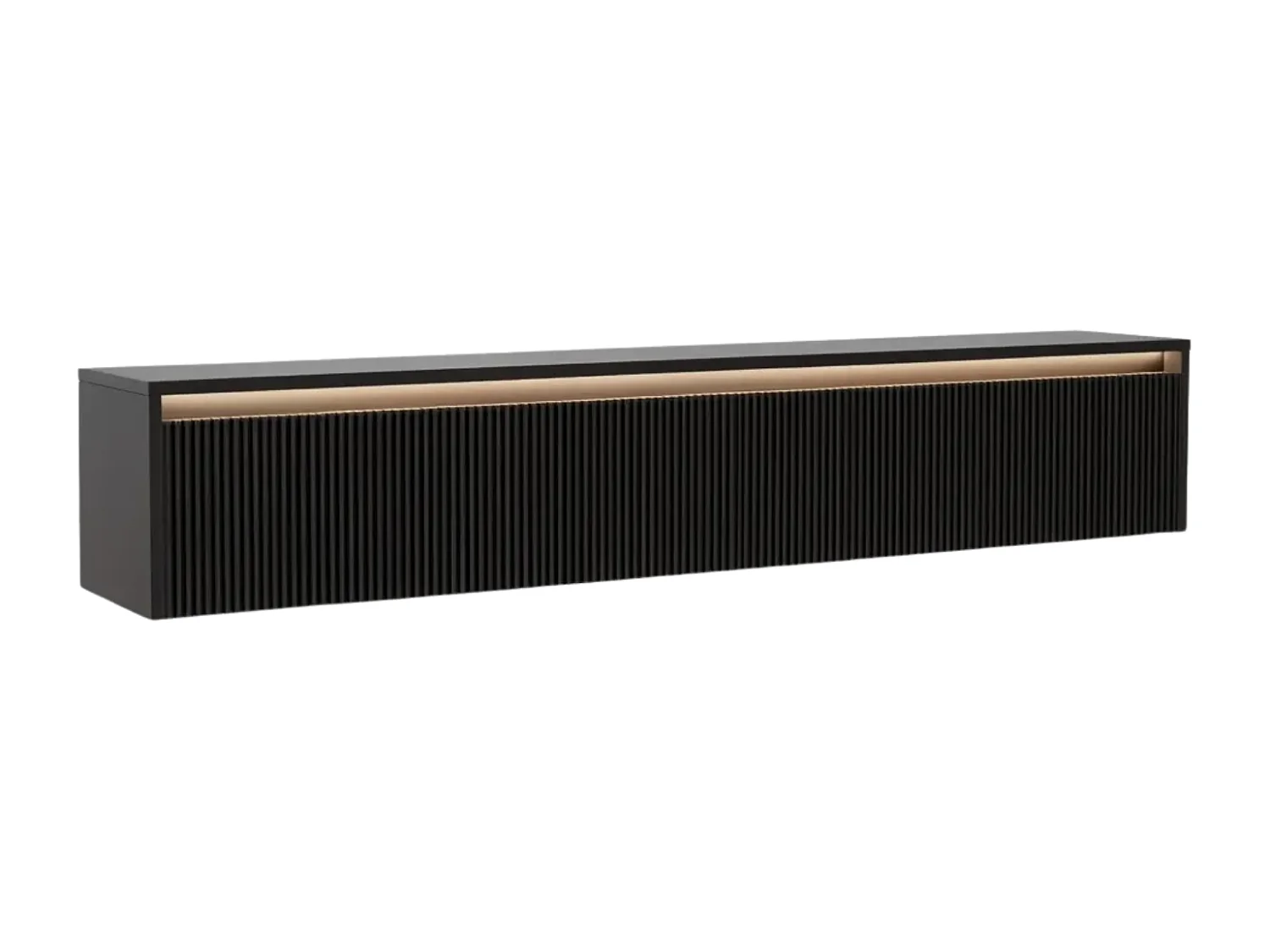 Geriffelter hängender tv-schrank - 170x34x33 cm - schwarz matt - LUMI III