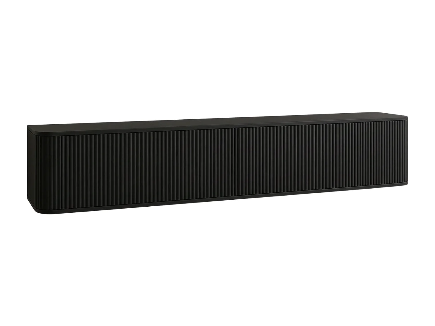 Geriffelter hängender TV-Schrank, 170x34x33 cm, Schwarz Matt DALIA