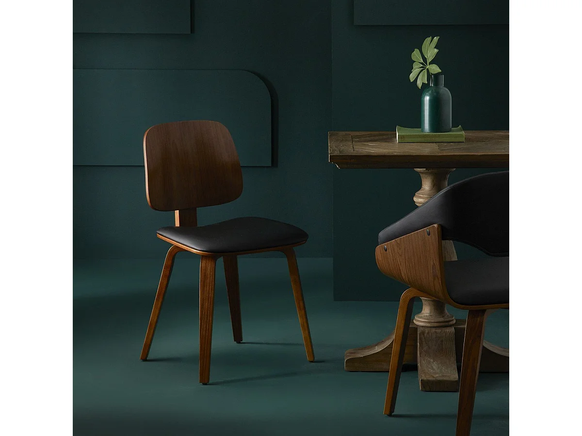 Set van 2 stoelen in zwart vinyl H80,5 cm - BRAND