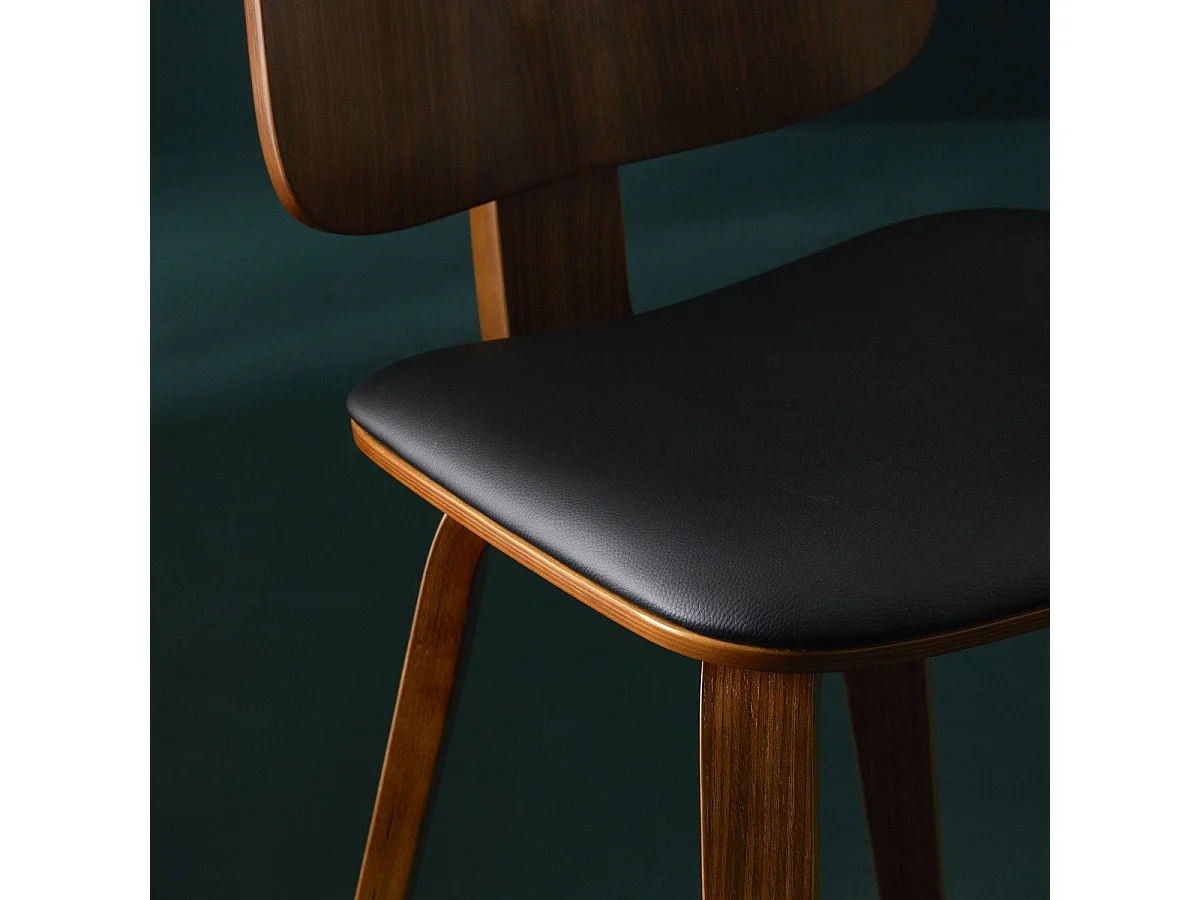 Set van 6 stoelen in zwart vinyl H80,5 cm - BRAND