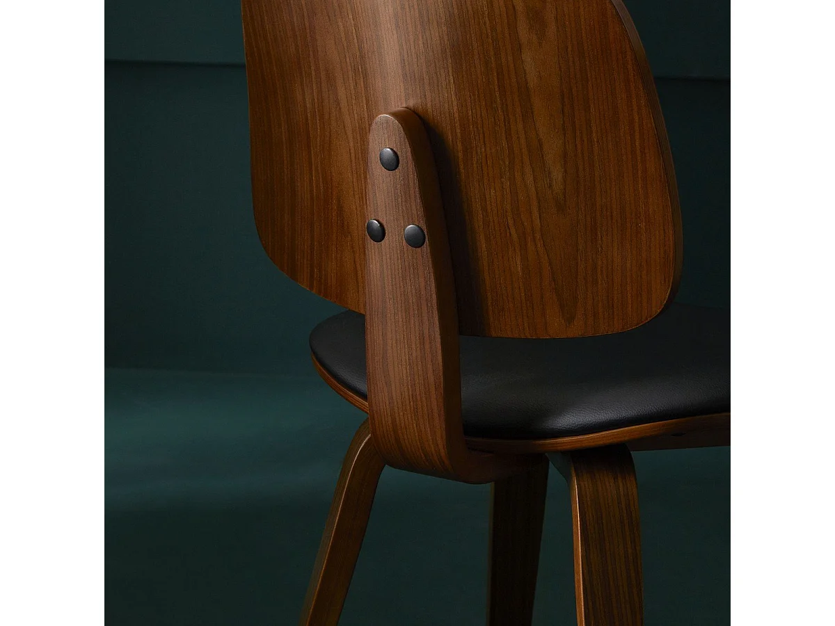 Set van 6 stoelen in zwart vinyl H80,5 cm - BRAND