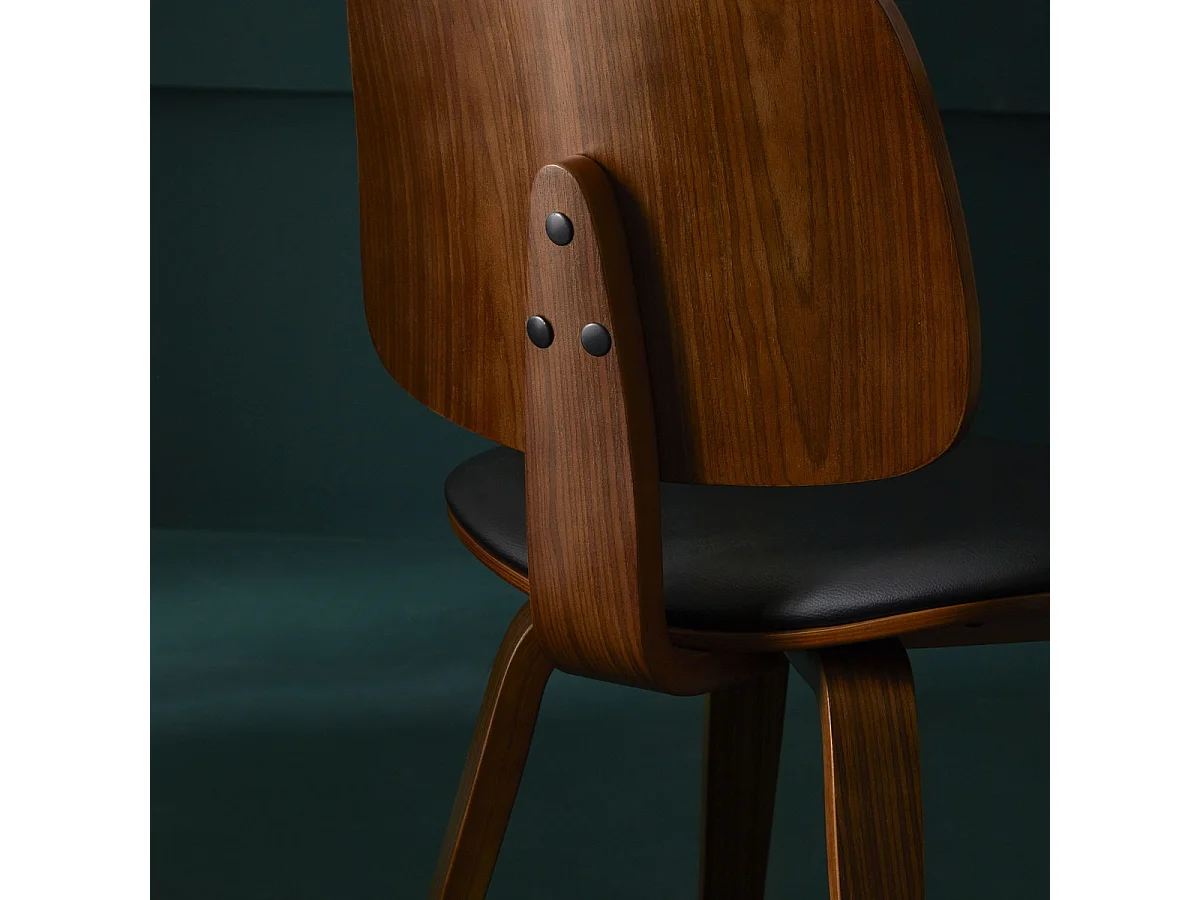Set van 6 stoelen in zwart vinyl H80,5 cm - BRAND