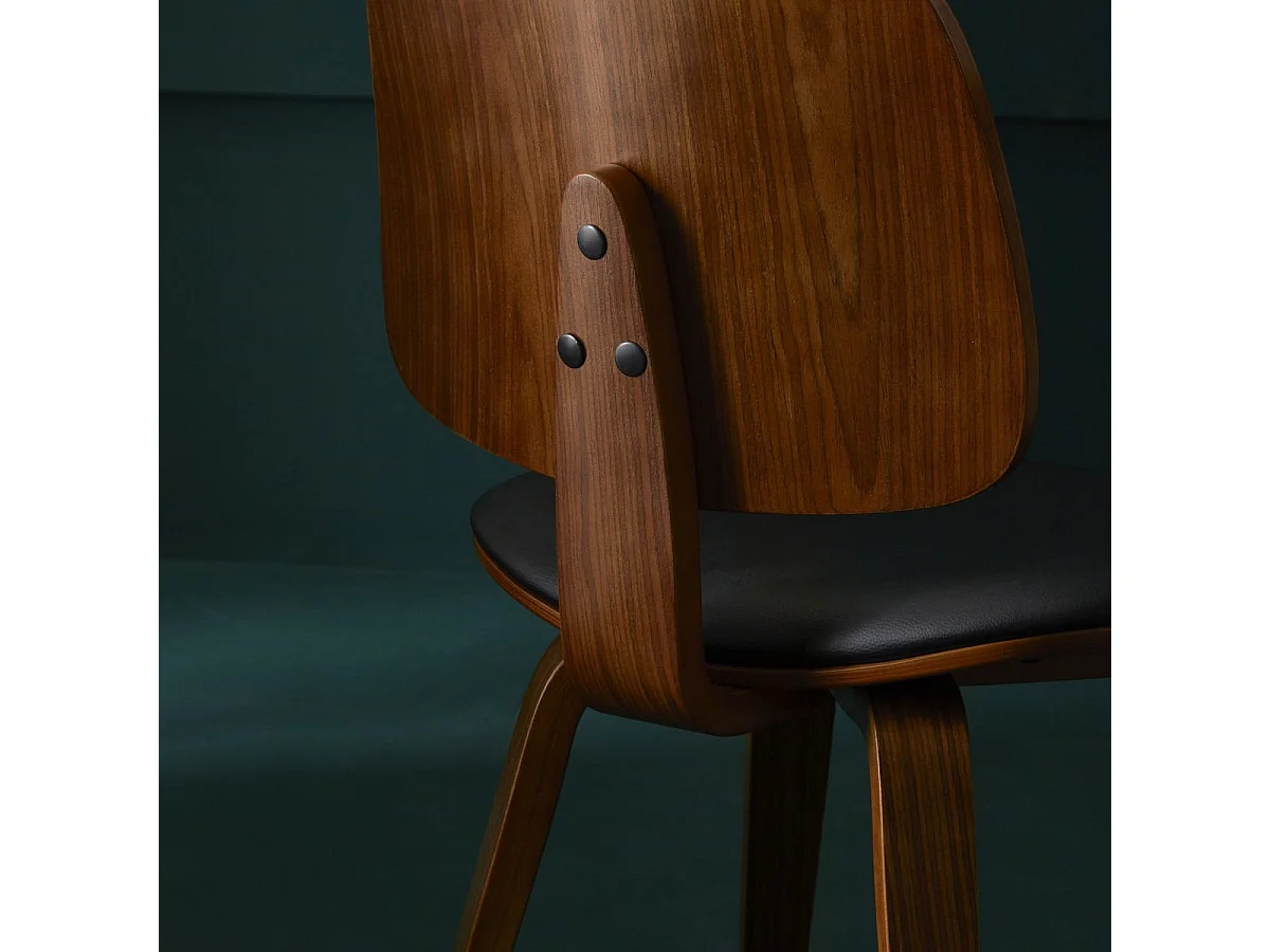 Set van 6 stoelen in zwart vinyl H80,5 cm - BRAND