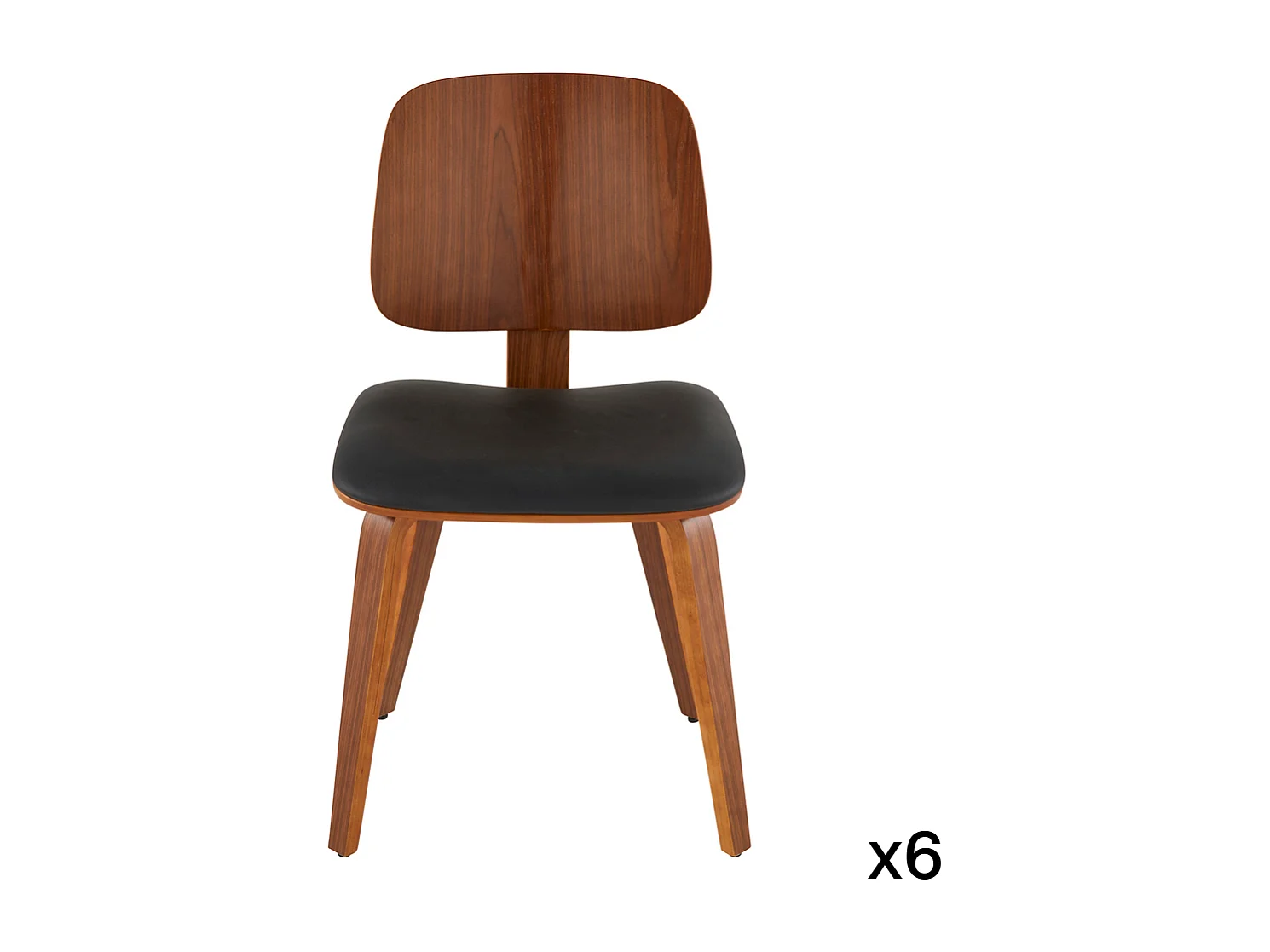 Set van 6 stoelen in zwart vinyl H80,5 cm - BRAND