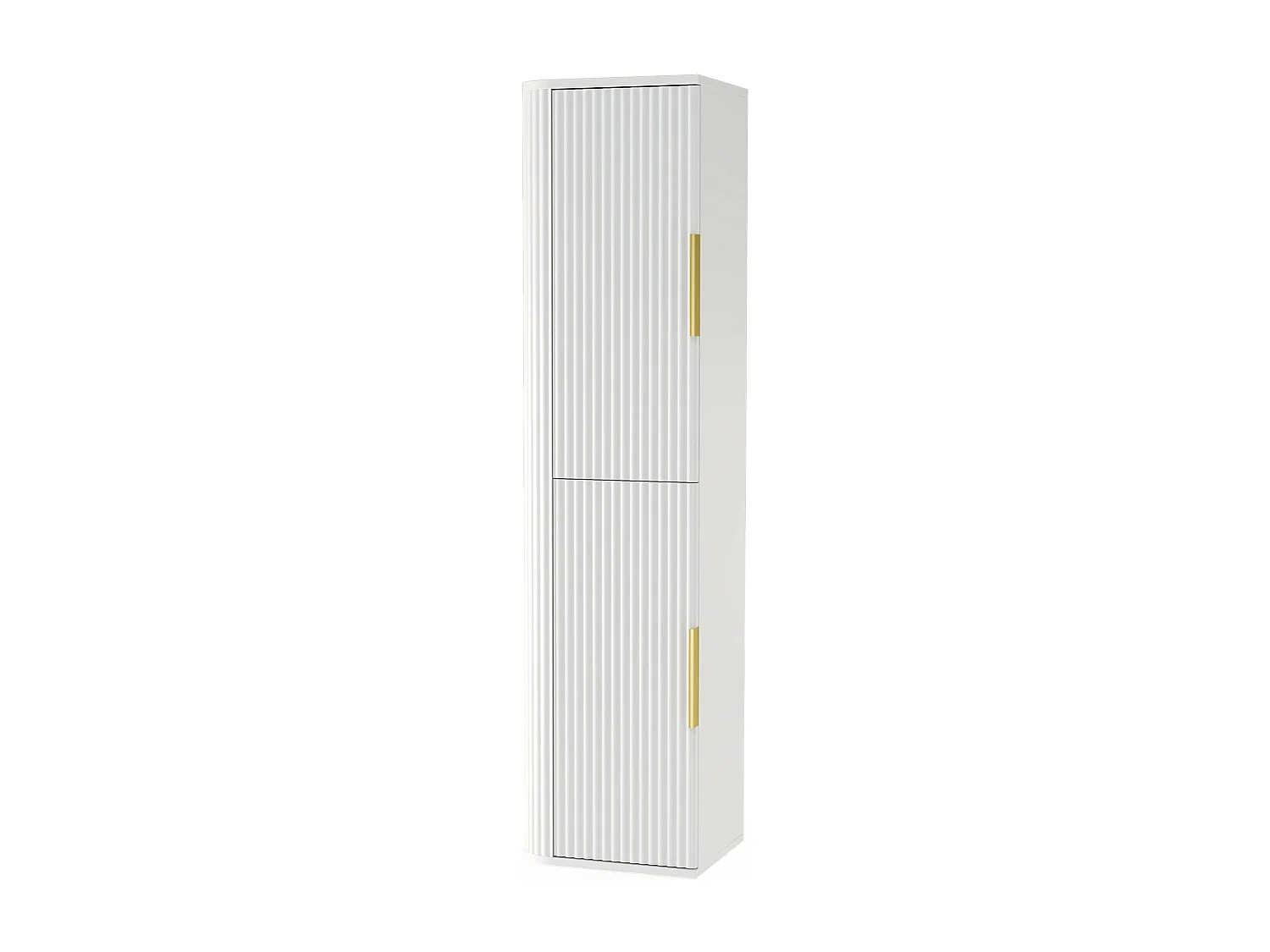 Armoire de salle de bain haute - rainurée - suspendue - 40 cm - blanc - RIVELA