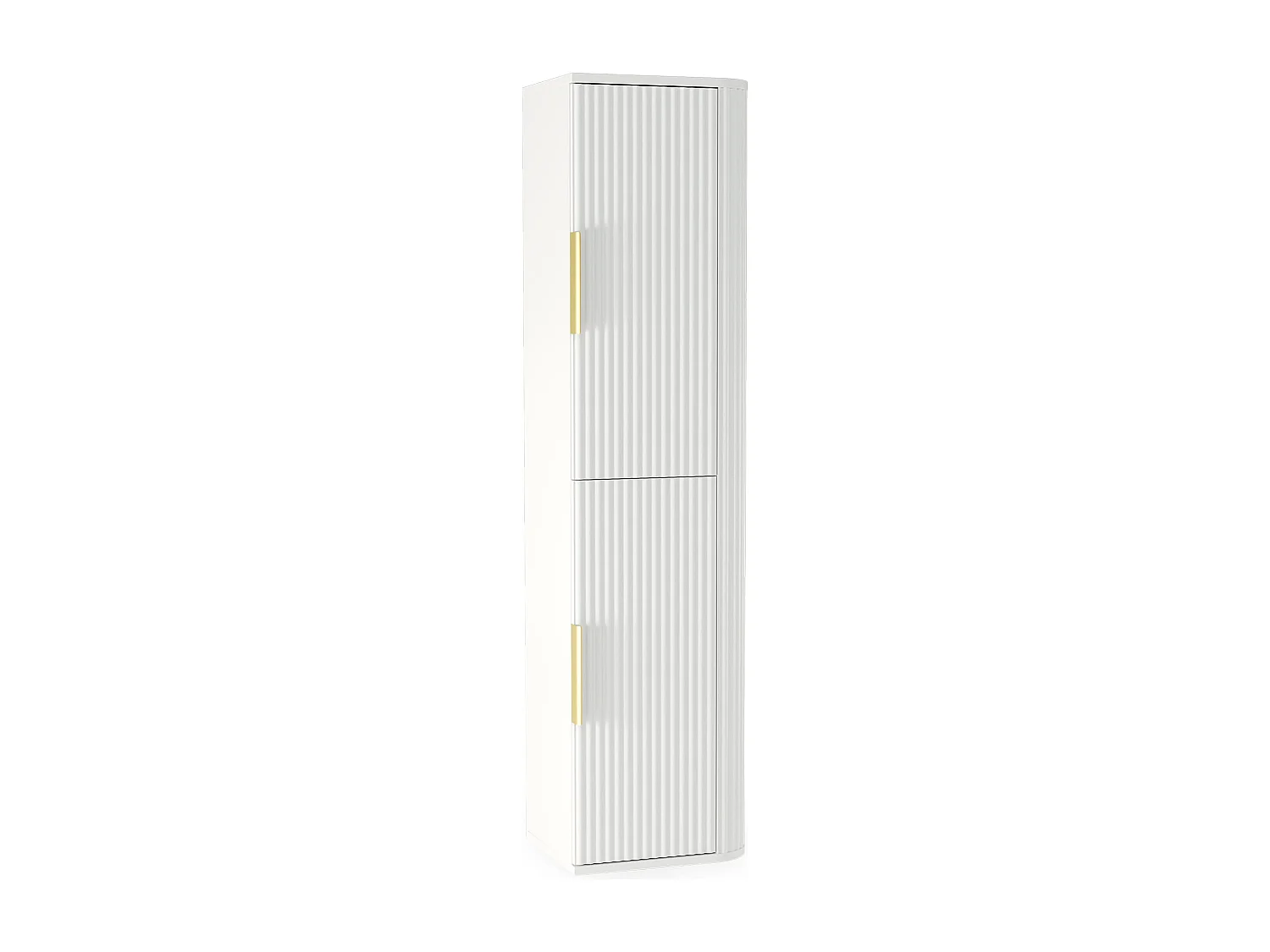 Armoire de salle de bain haute - rainurée - suspendue - 40 cm - blanc - RIVELA