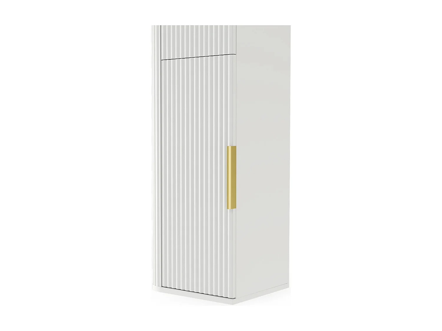 Armoire de salle de bain haute - rainurée - suspendue - 40 cm - blanc - RIVELA