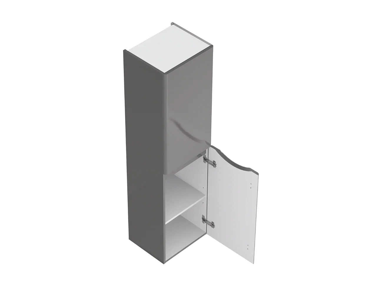 Hangende badkamerkast 40 cm - grijs hoogglans - 2-deurs - AUSTIN