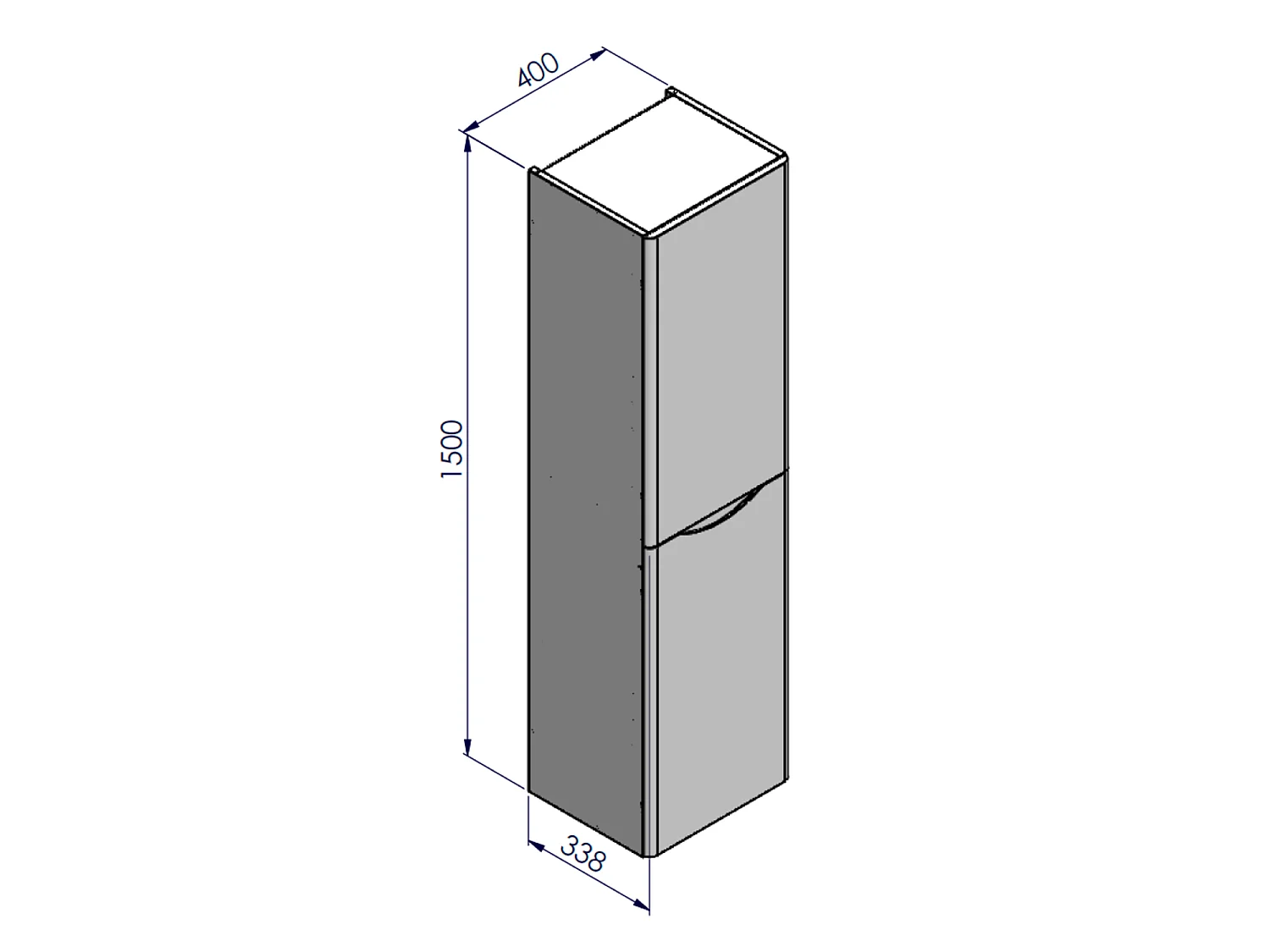 Armoire de salle de bain suspendue 40 cm - gris brillant - 2 portes - AUSTIN