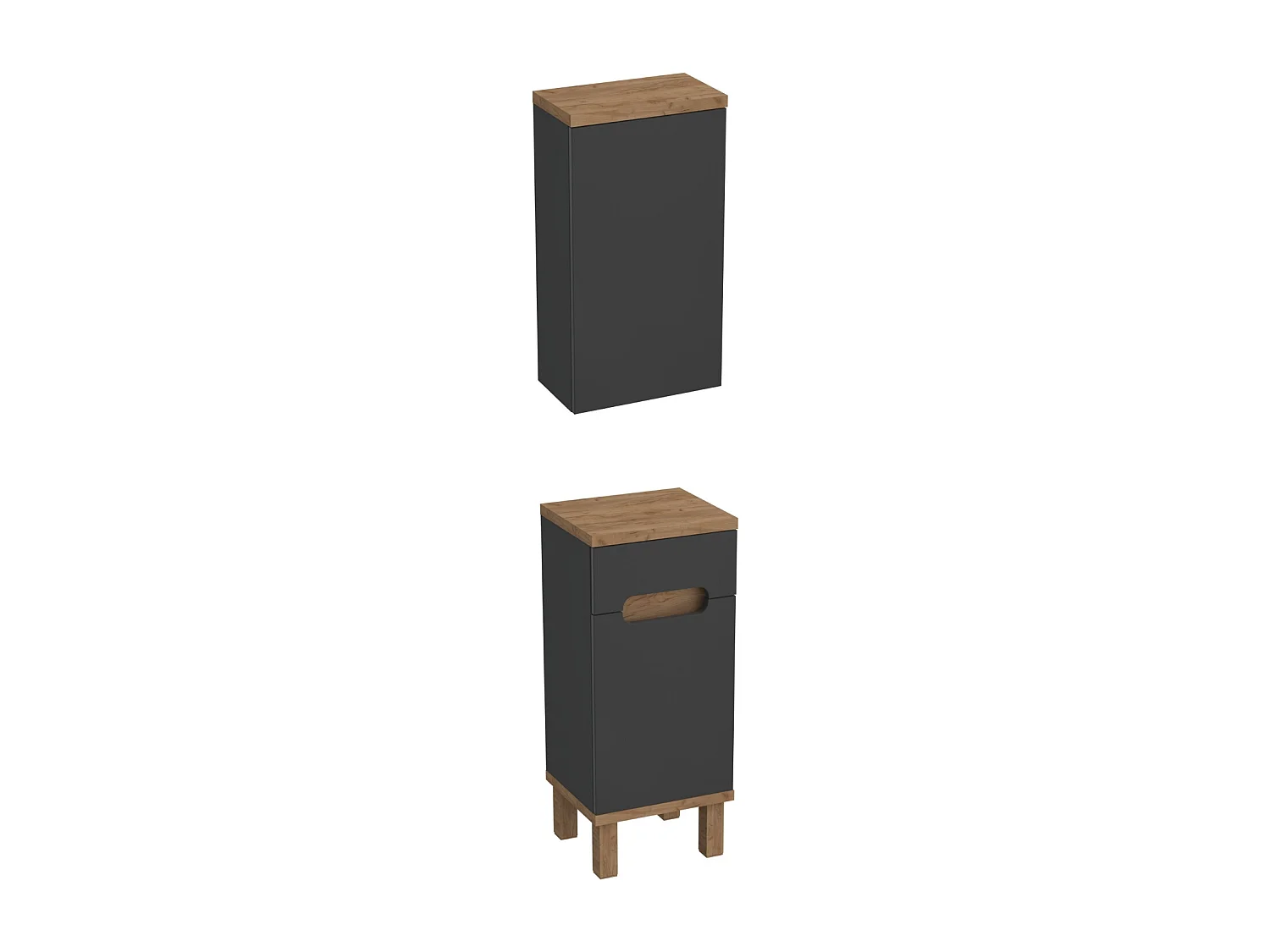 Badkamer meubelset - antraciet + eiken craft OVO