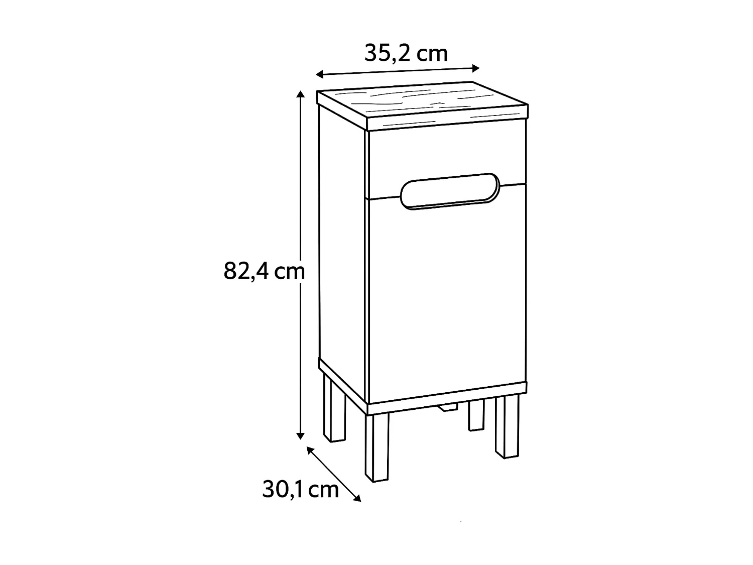 Staande badkamerkast - 35 cm - antraciet + eiken craft - OVO